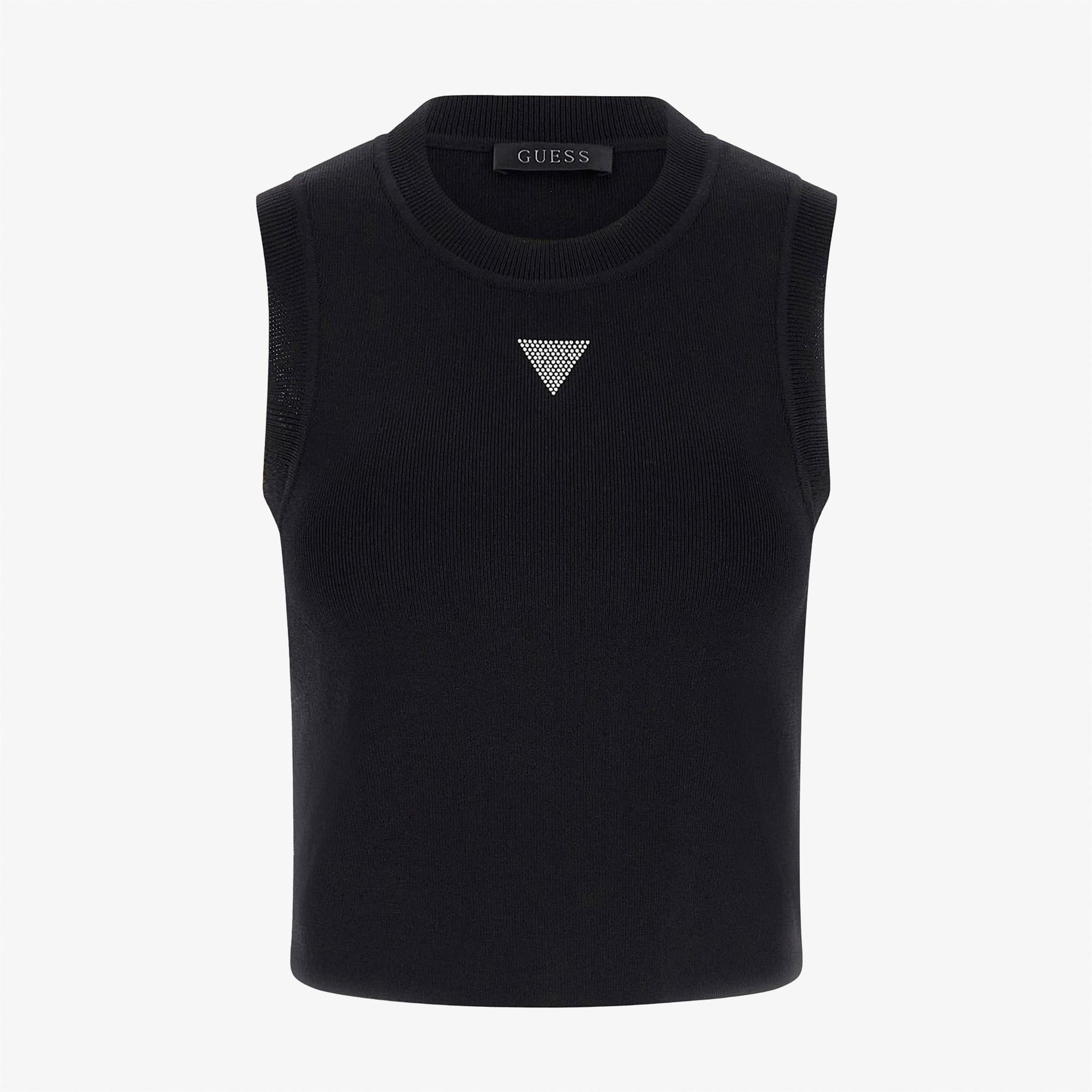 Guess Kadın Siyah Kolsuz T-Shirt