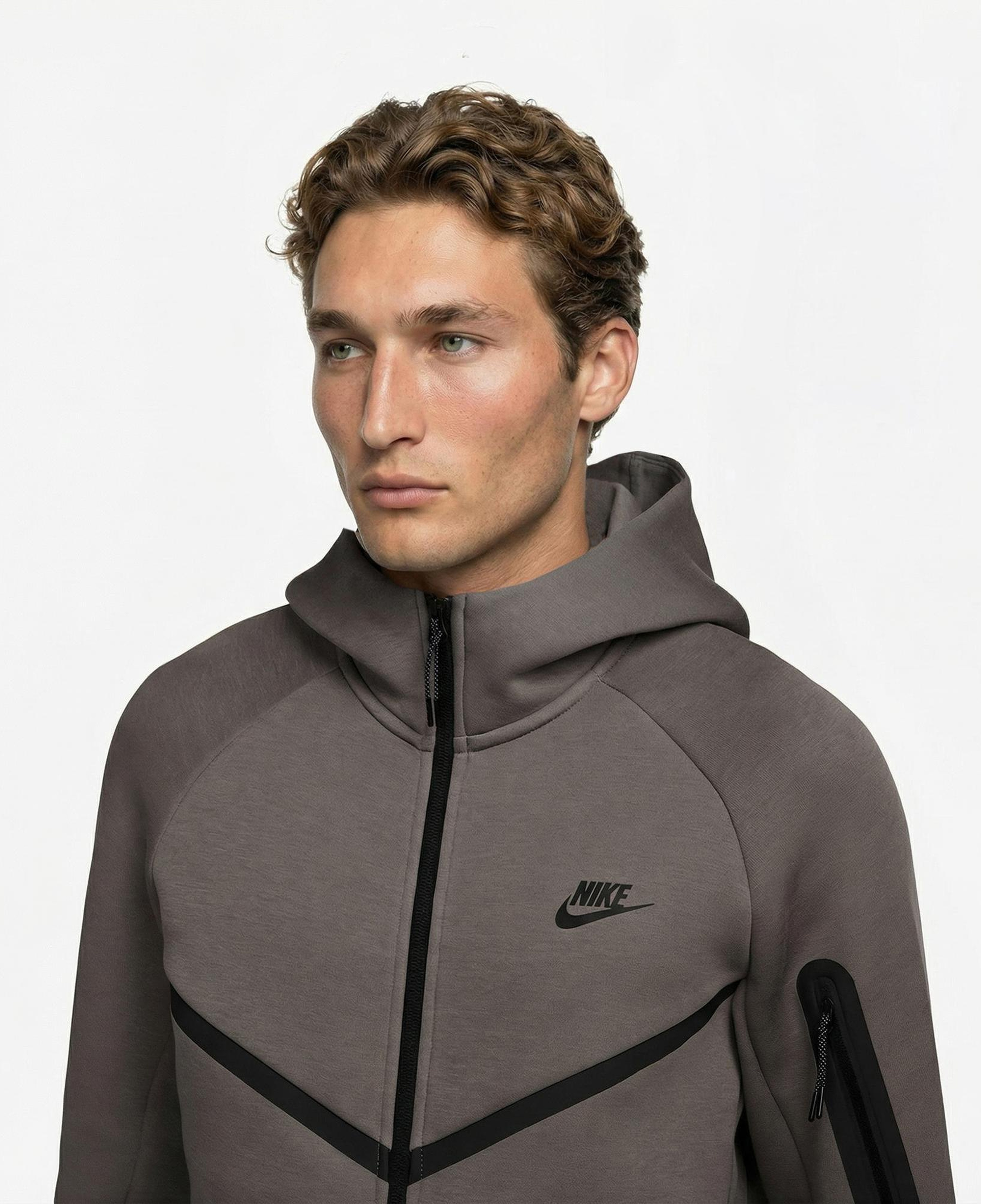 Nike Tech Fleece Erkek Gri Kapüşonlu Hoodie