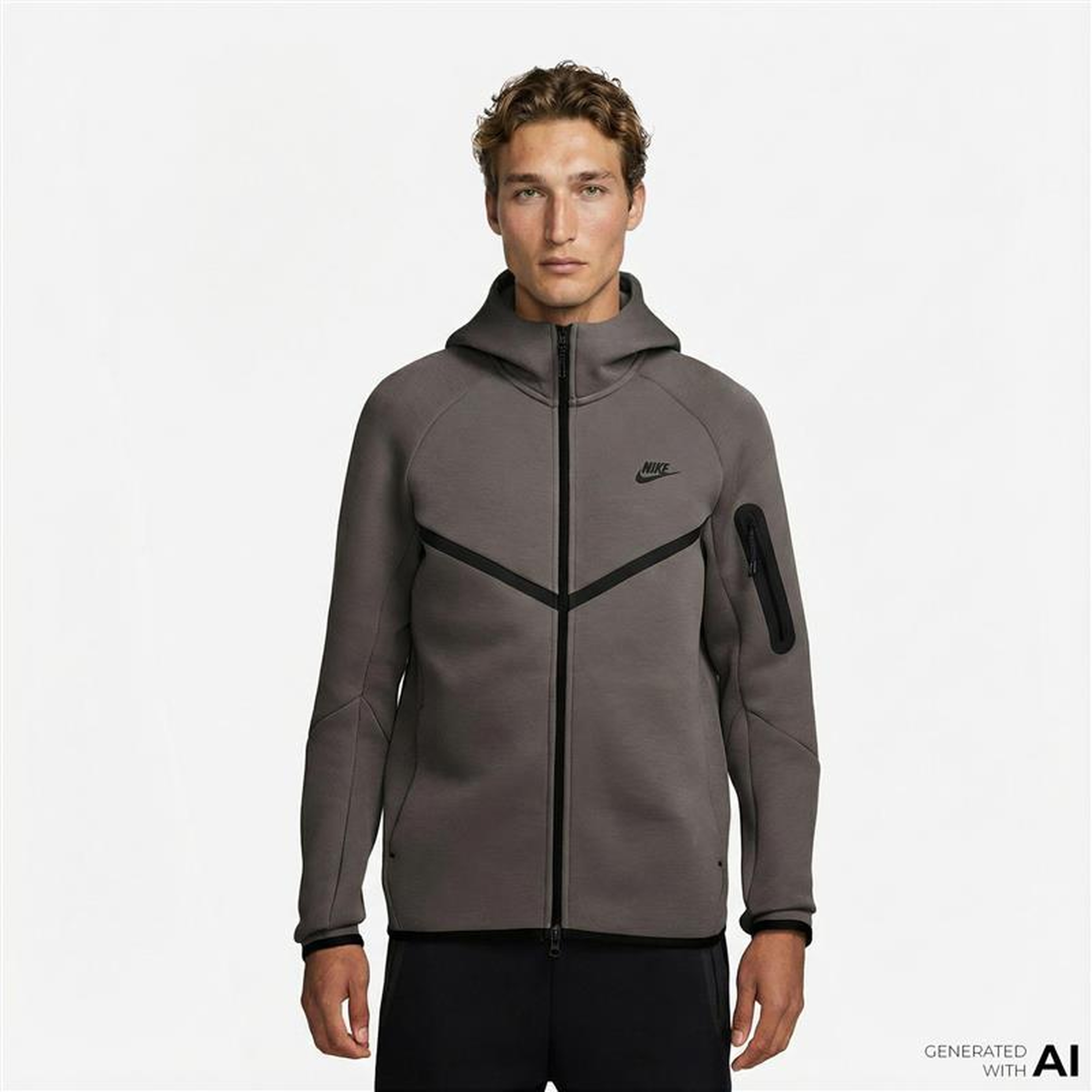 Nike Tech Fleece Erkek Gri Kapüşonlu Hoodie