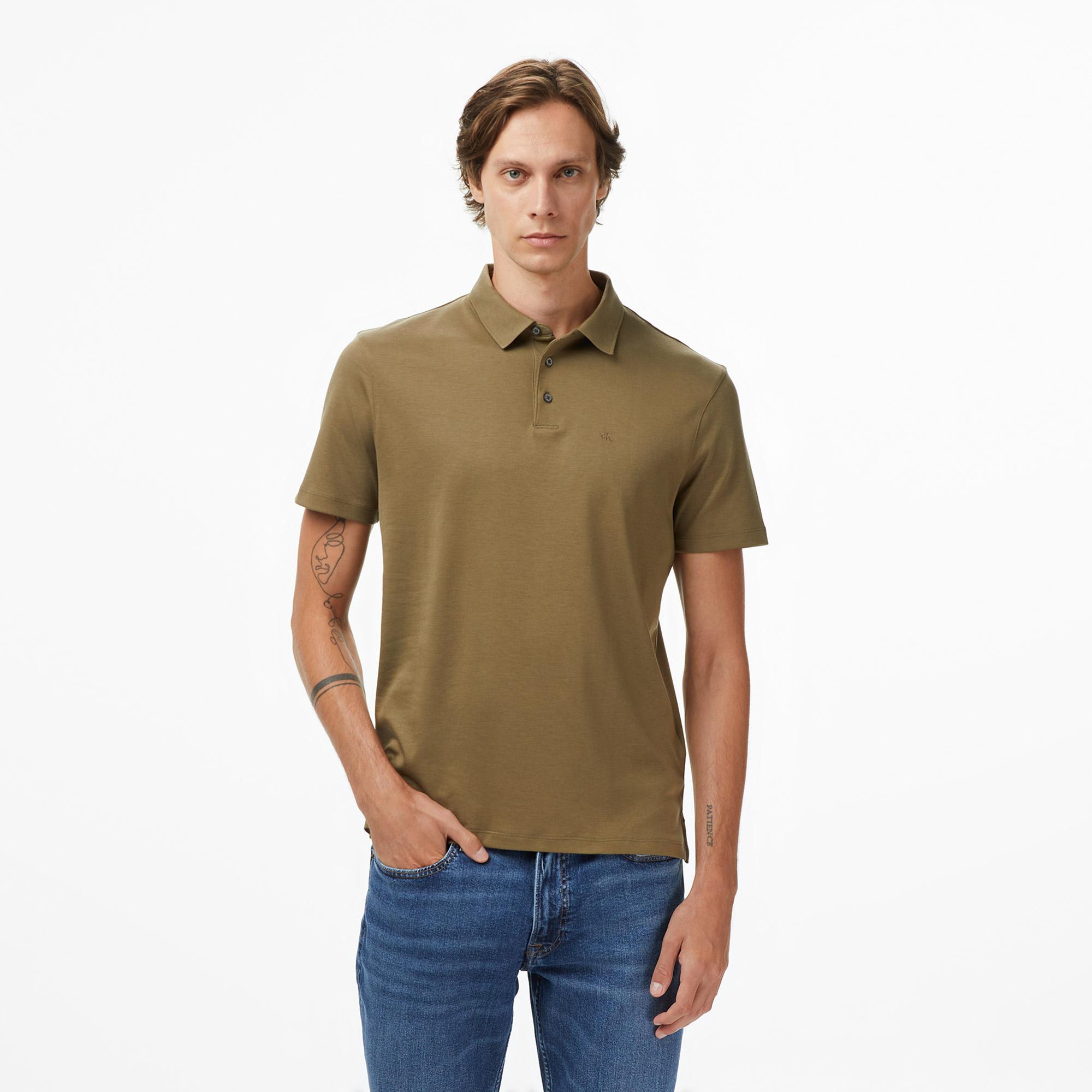 Calvin Klein Supima Chest Erkek Haki Polo