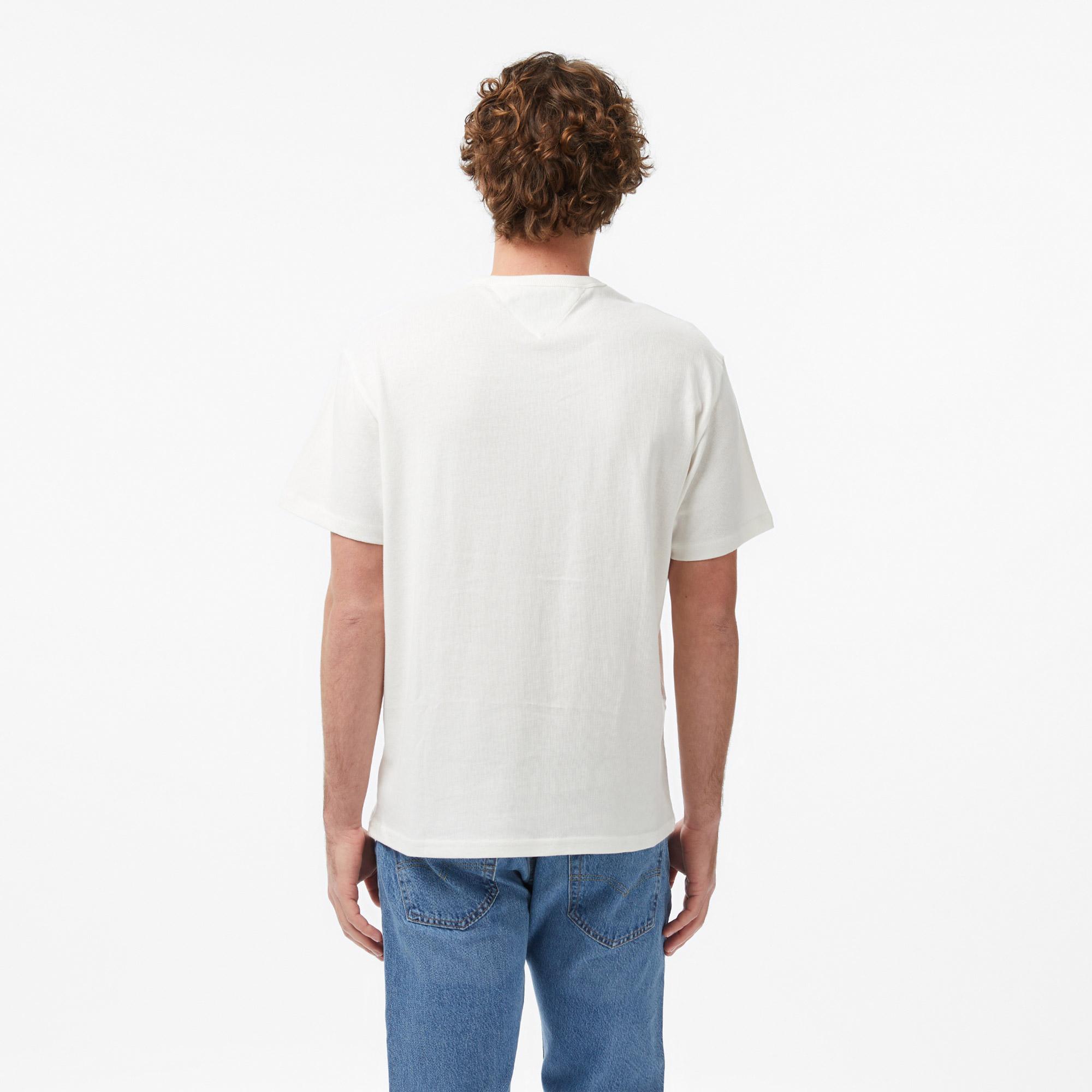 Tommy Hilfiger Linear Erkek Beyaz T-Shirt