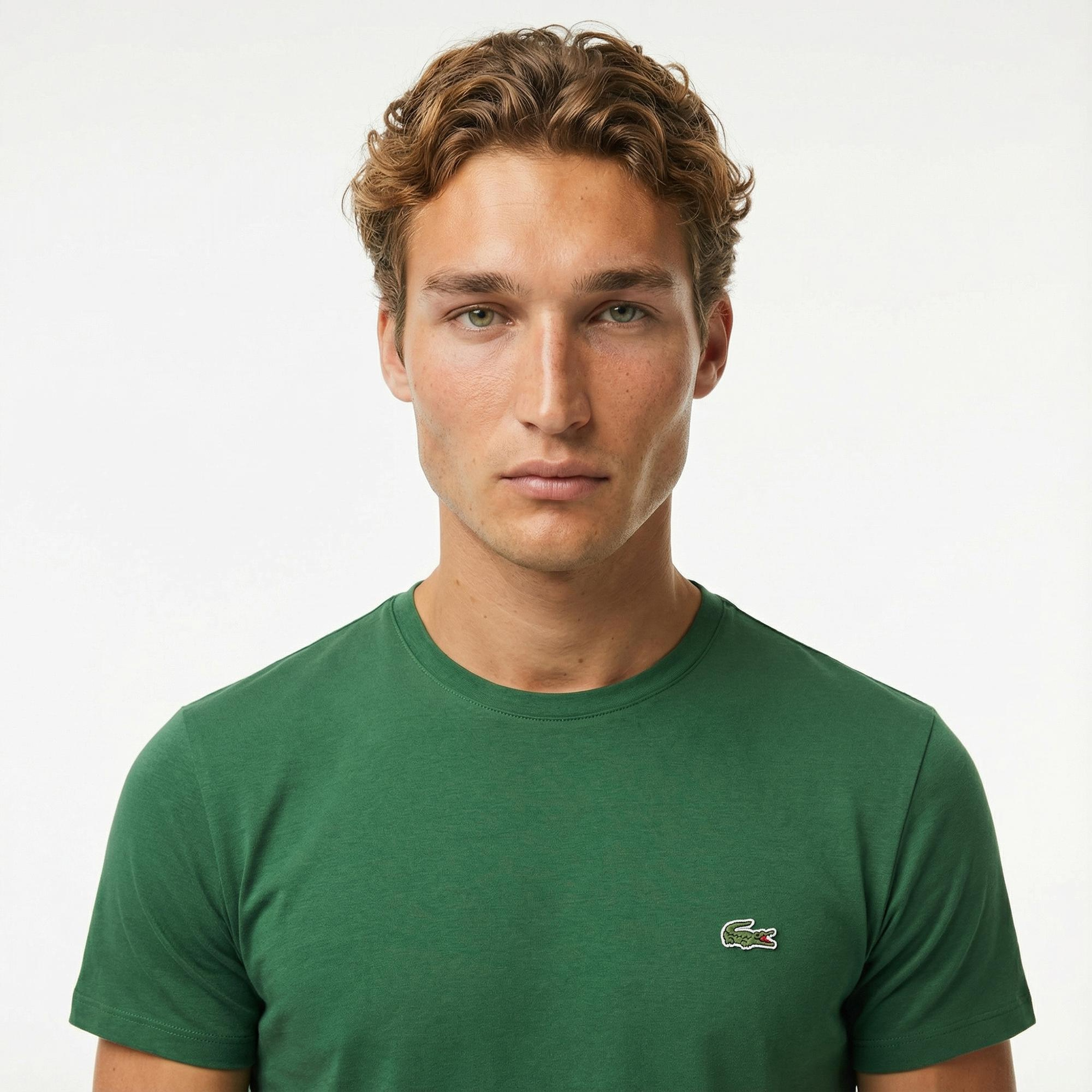 Lacoste Erkek Slim Fit Bisiklet Yaka Koyu Yeşil T-Shirt