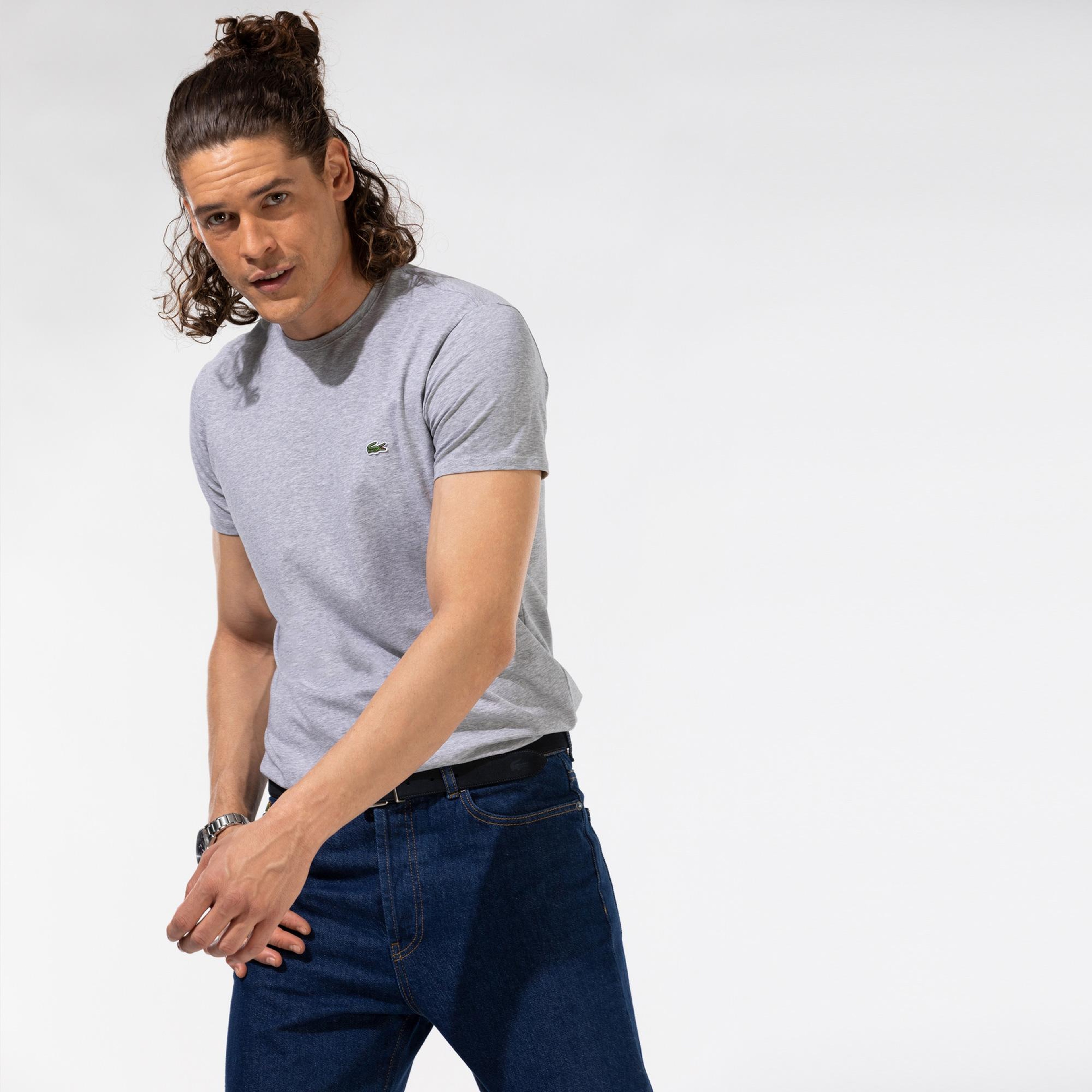 Lacoste Erkek Slim Fit Bisiklet Yaka Gri T-Shirt