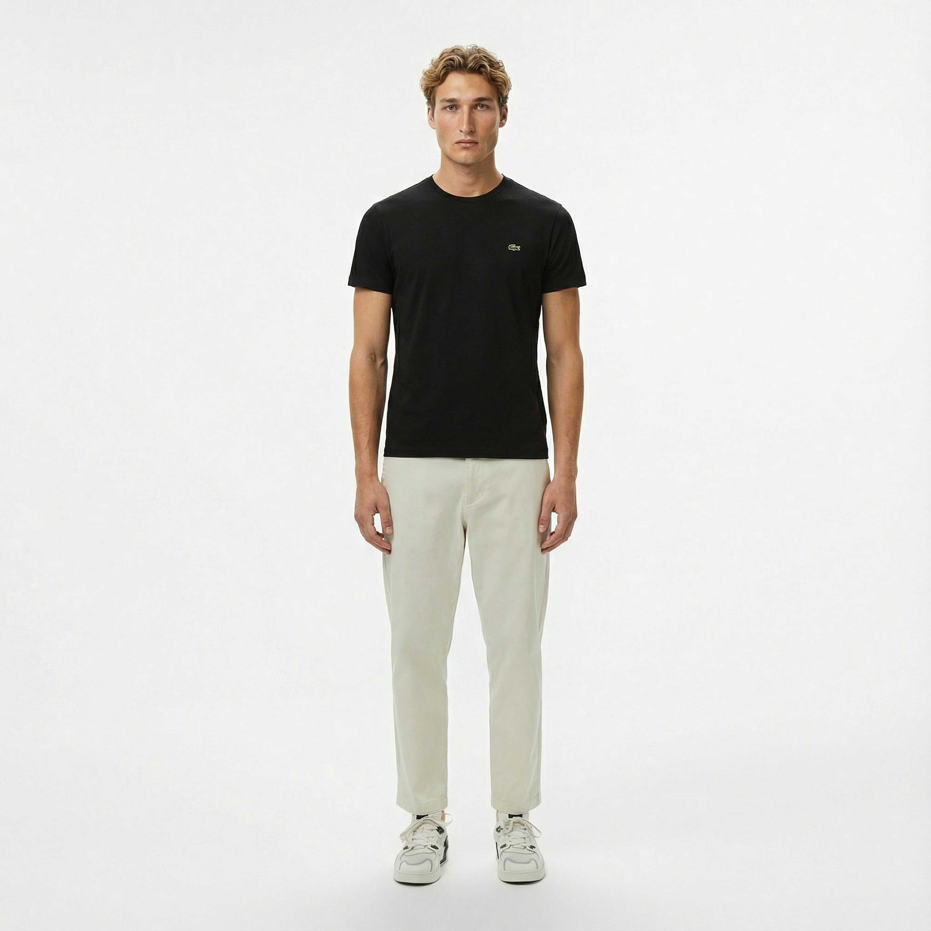 Lacoste Erkek Slim Fit Bisiklet Yaka Siyah T-Shirt