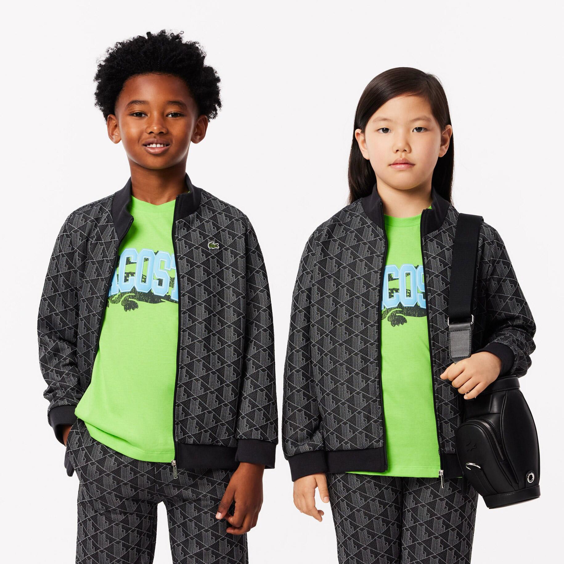 Lacoste Çocuk Fermuarlı Monogram Siyah Sweatshirt