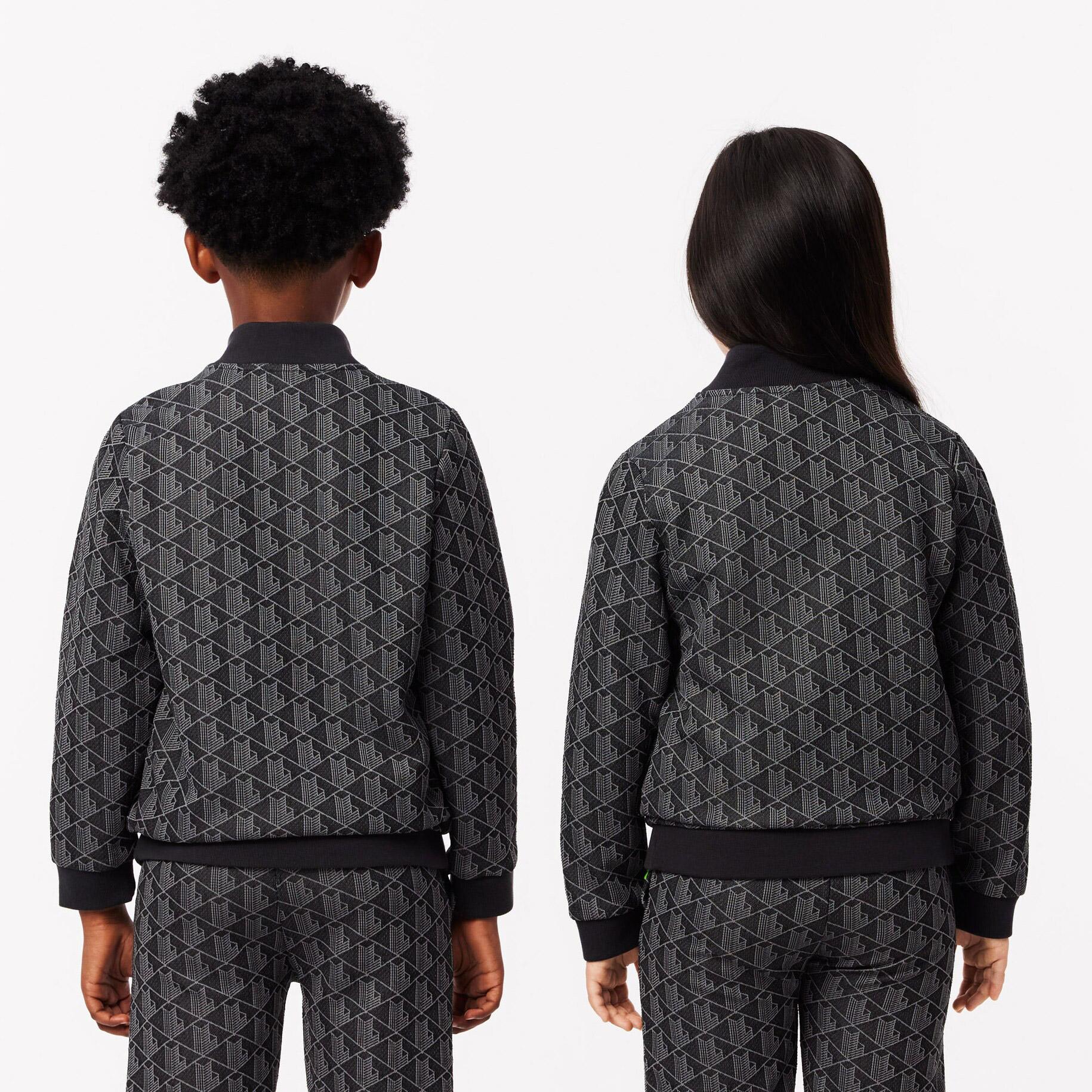 Lacoste Çocuk Fermuarlı Monogram Siyah Sweatshirt