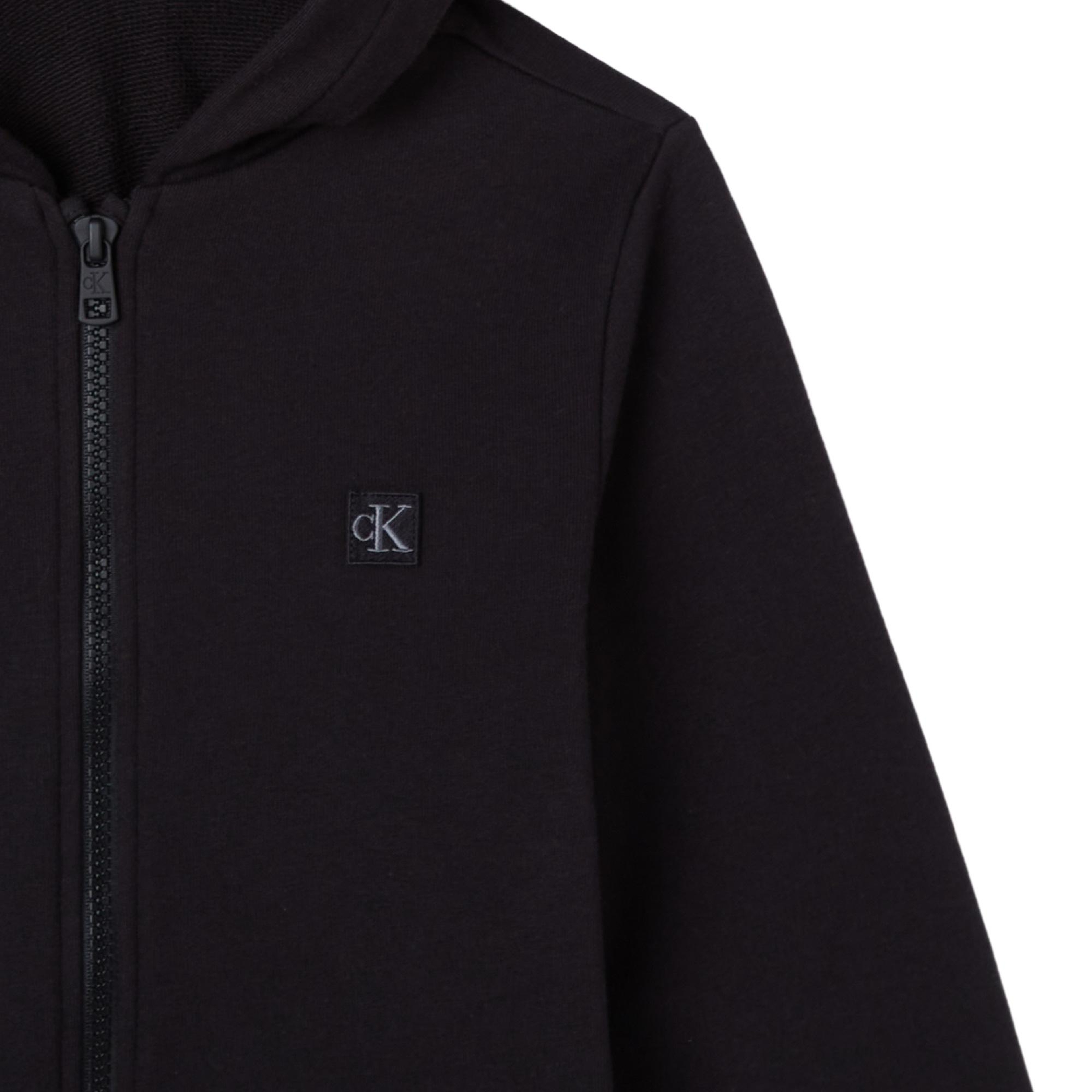 Calvin Klein Mini Badge Zip Through Çocuk Siyah Sweatshirt