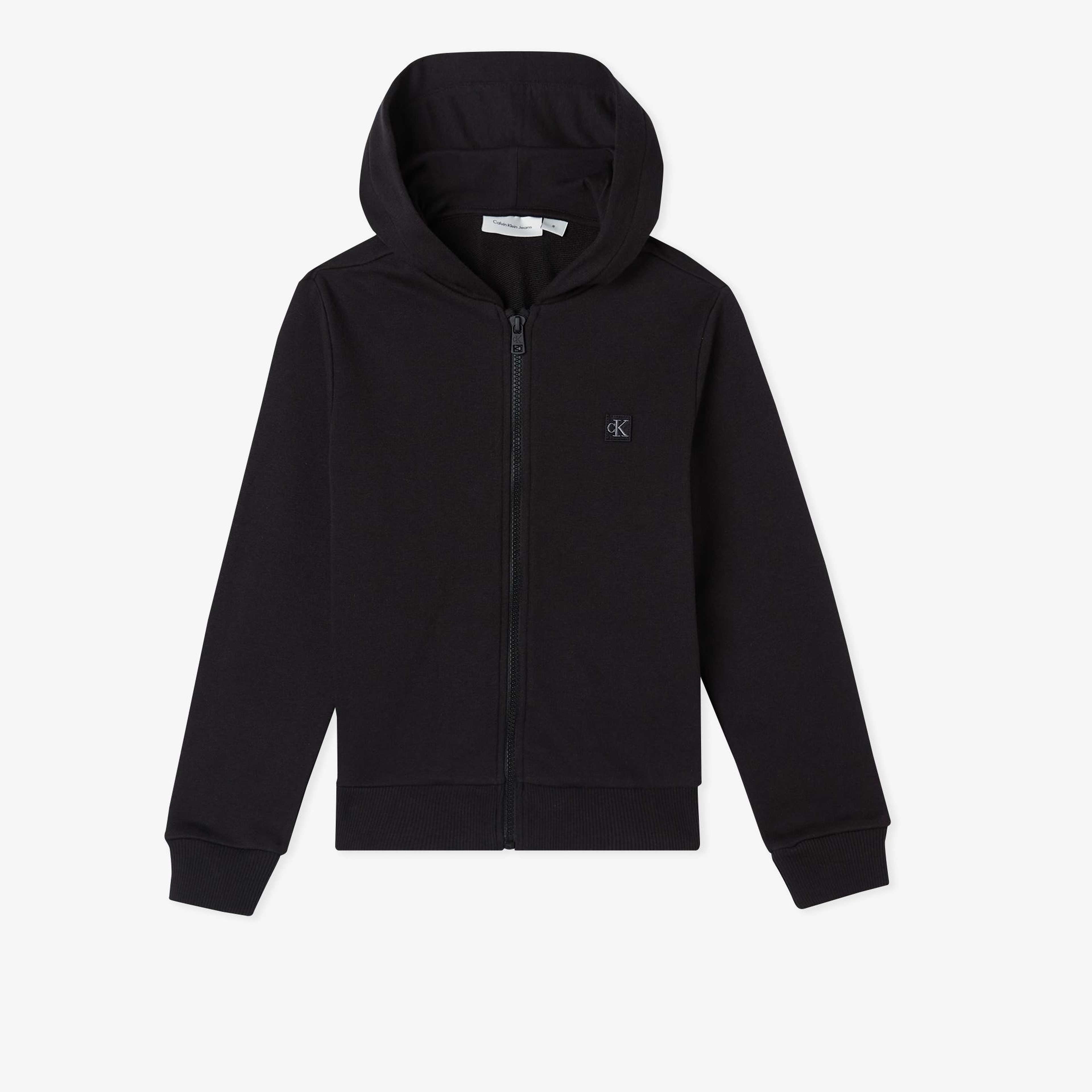 Calvin Klein Mini Badge Zip Through Çocuk Siyah Sweatshirt