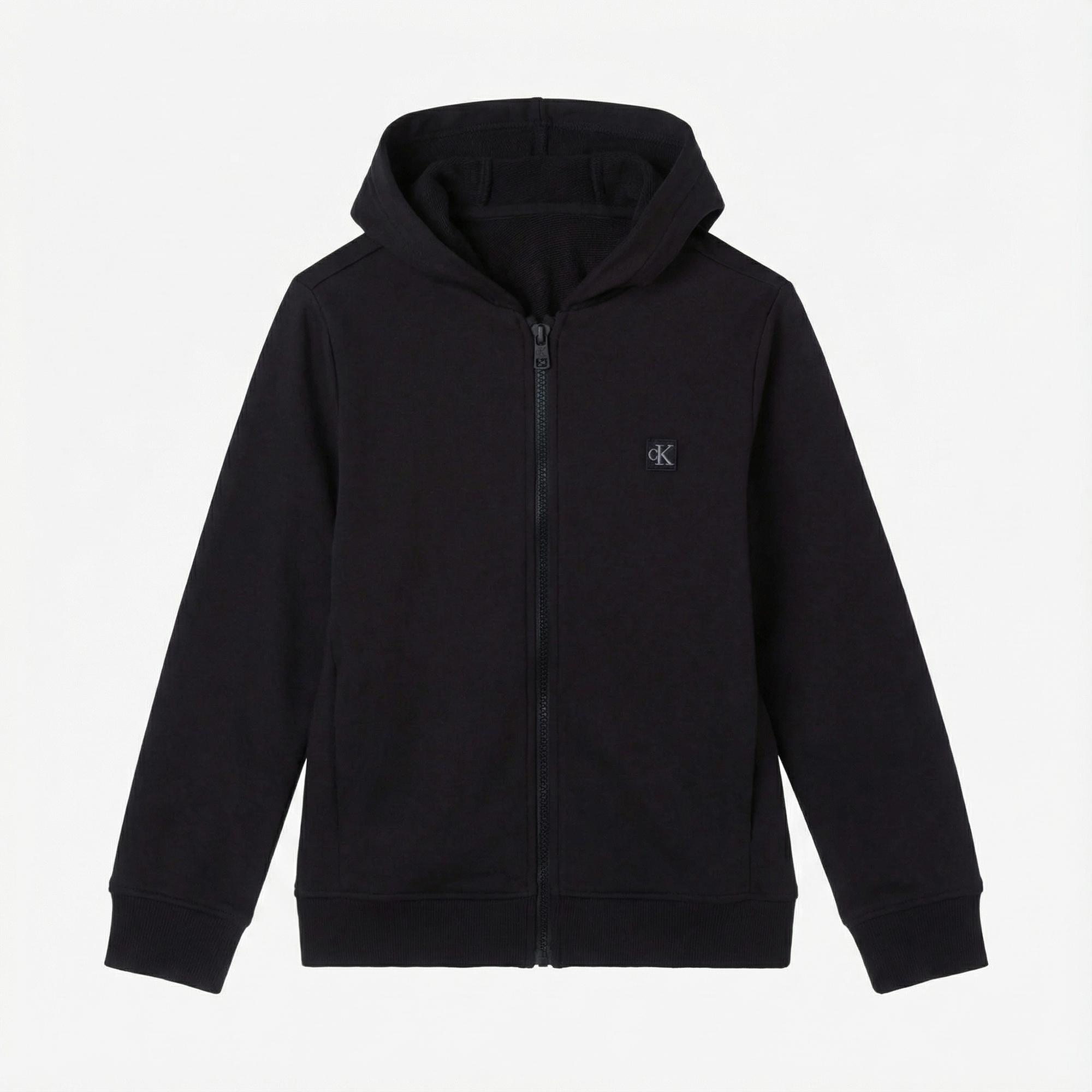 Calvin Klein Mini Badge Zip Through Çocuk Siyah Sweatshirt