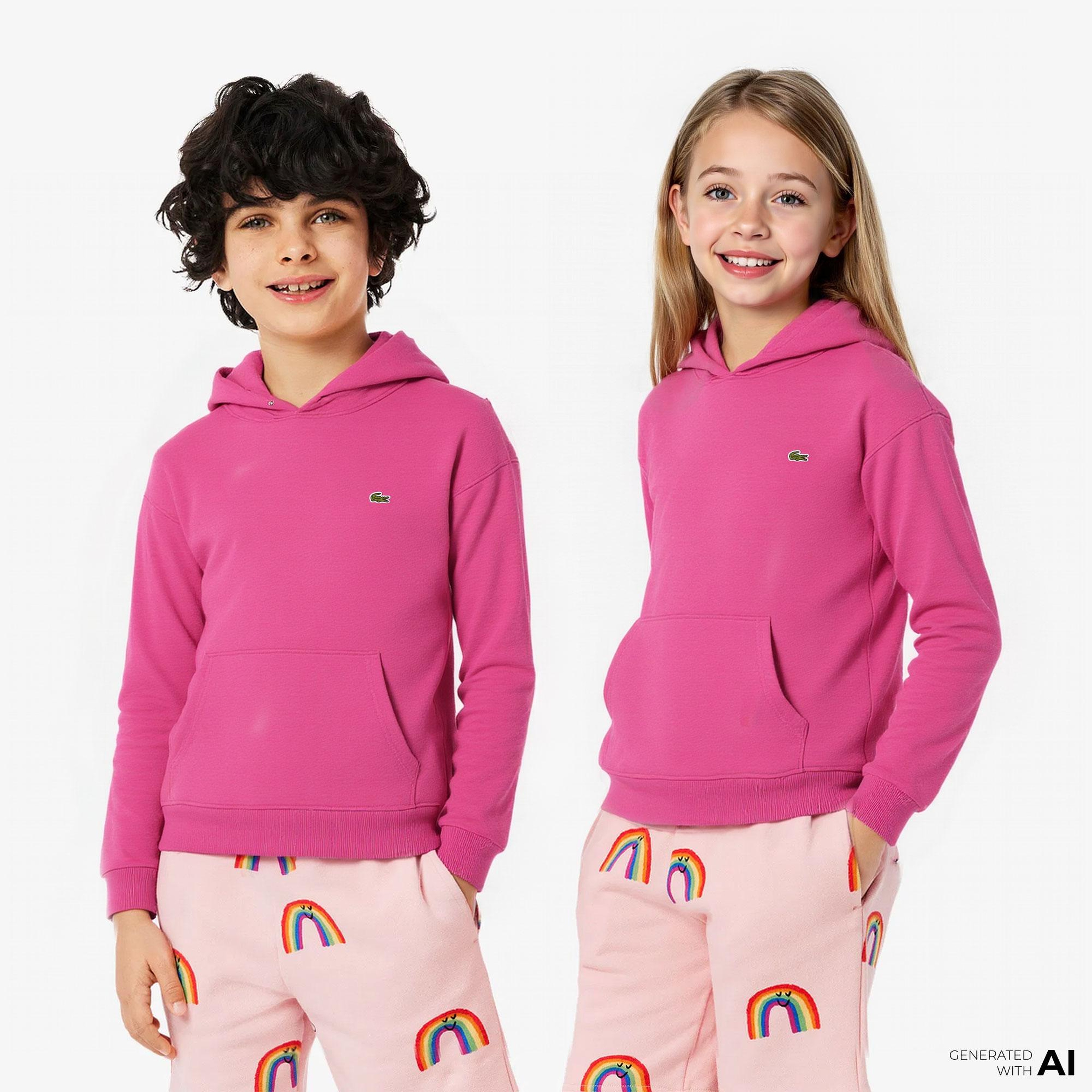 Lacoste Çocuk Kapüşonlu Pembe Sweatshirt