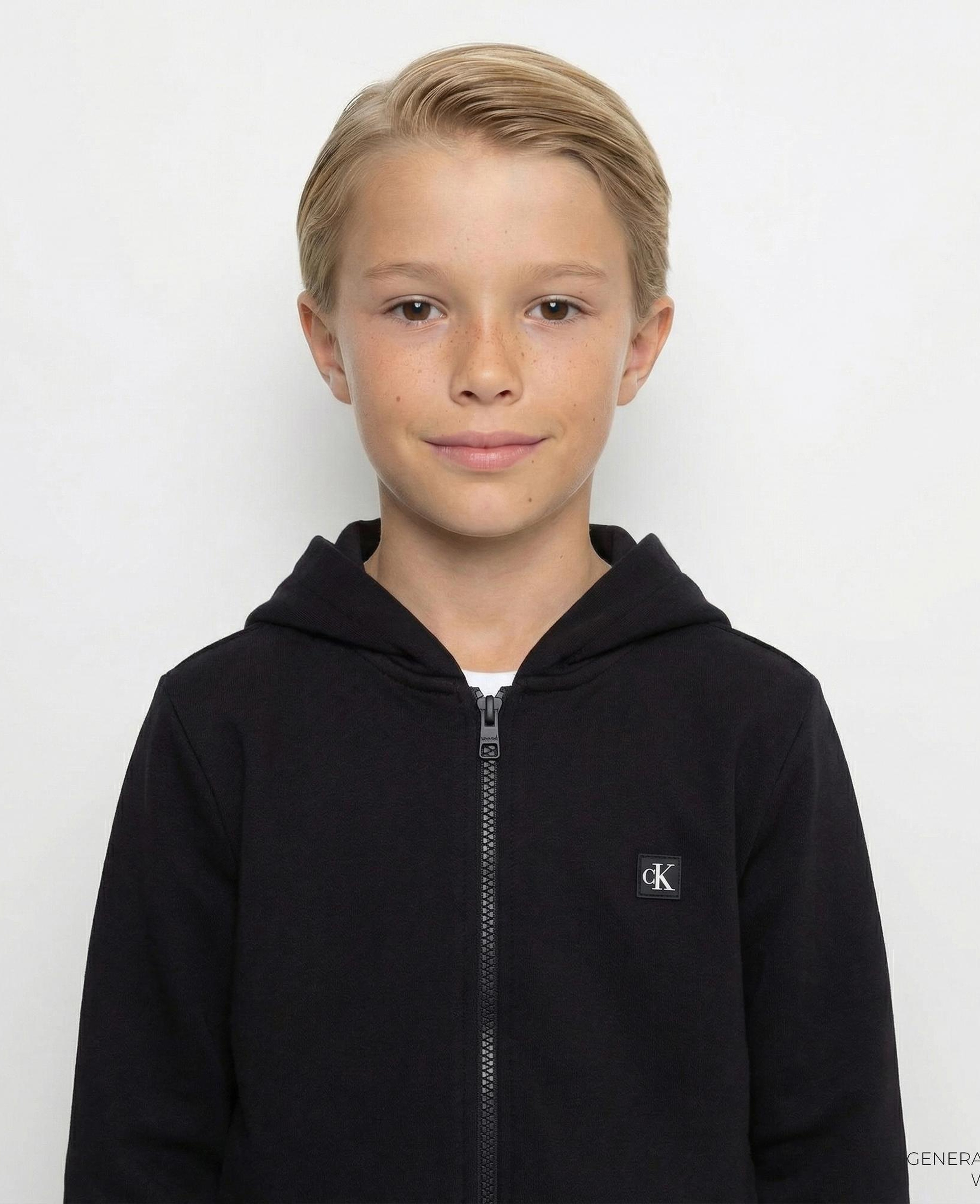 Calvin Klein Mini Badge Zip Through Çocuk Siyah Sweatshirt