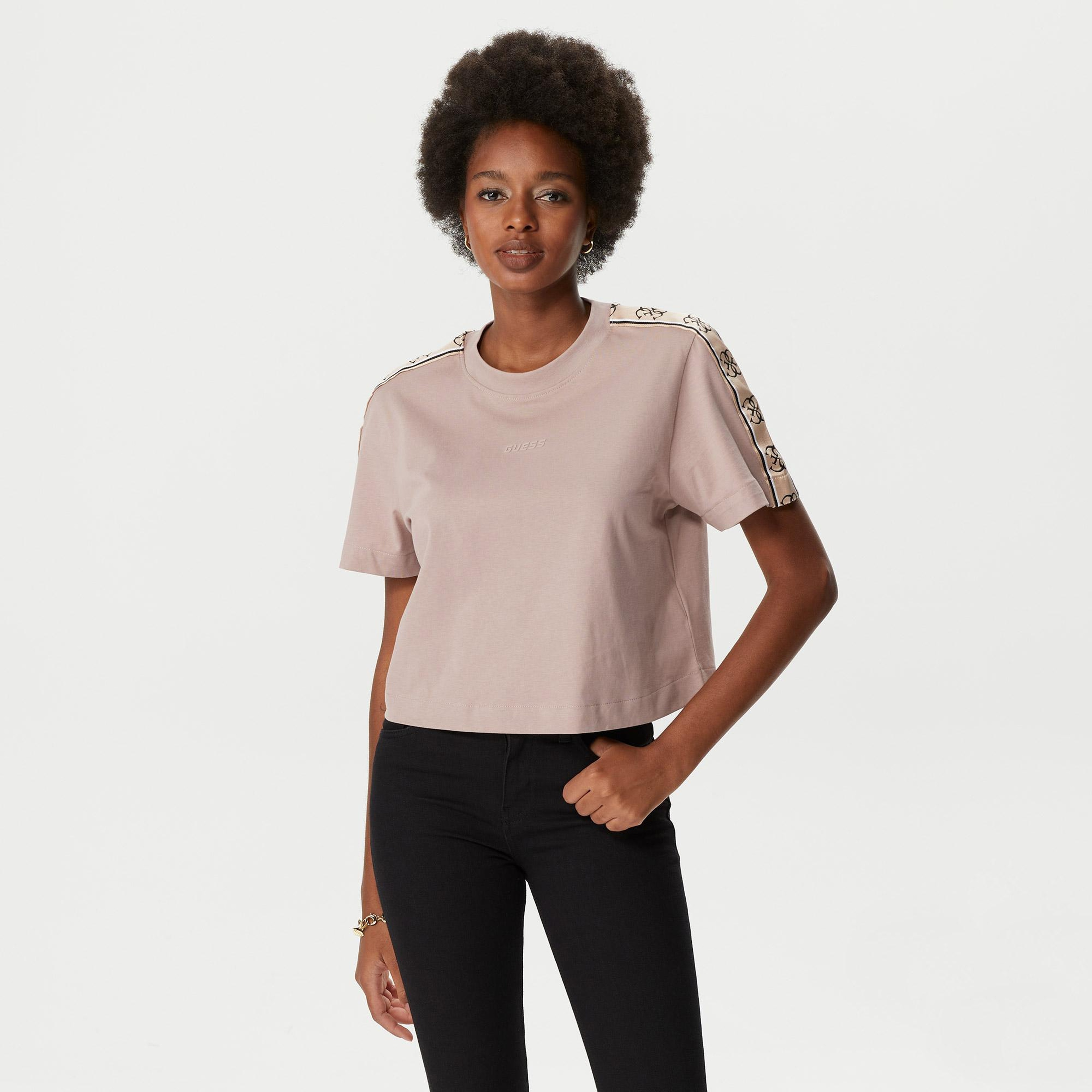 Guess Britney Kadın Pembe Crop T-Shirt