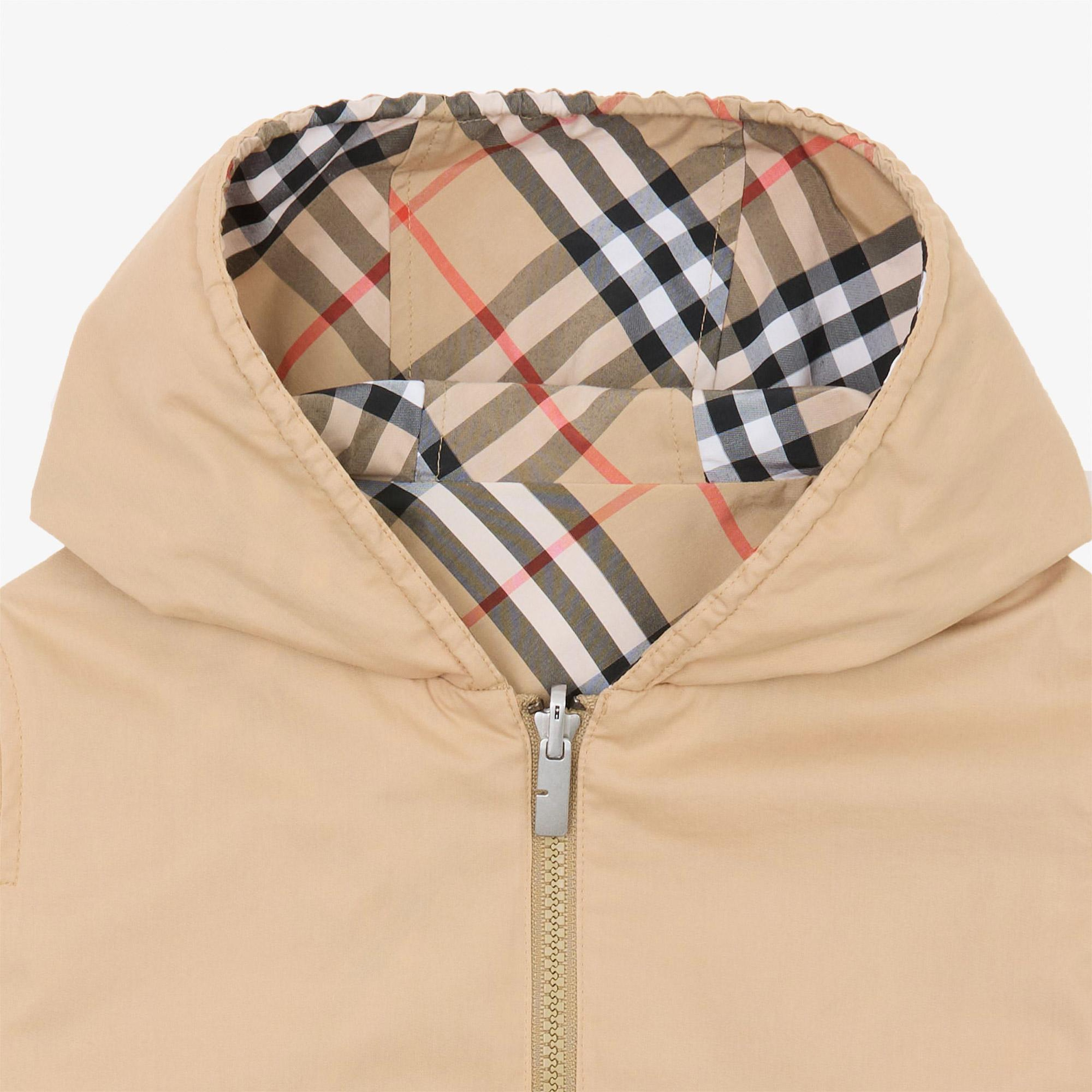 Burberry Reversible Check Pamuk Karışımlı Çocuk Bej Ceket