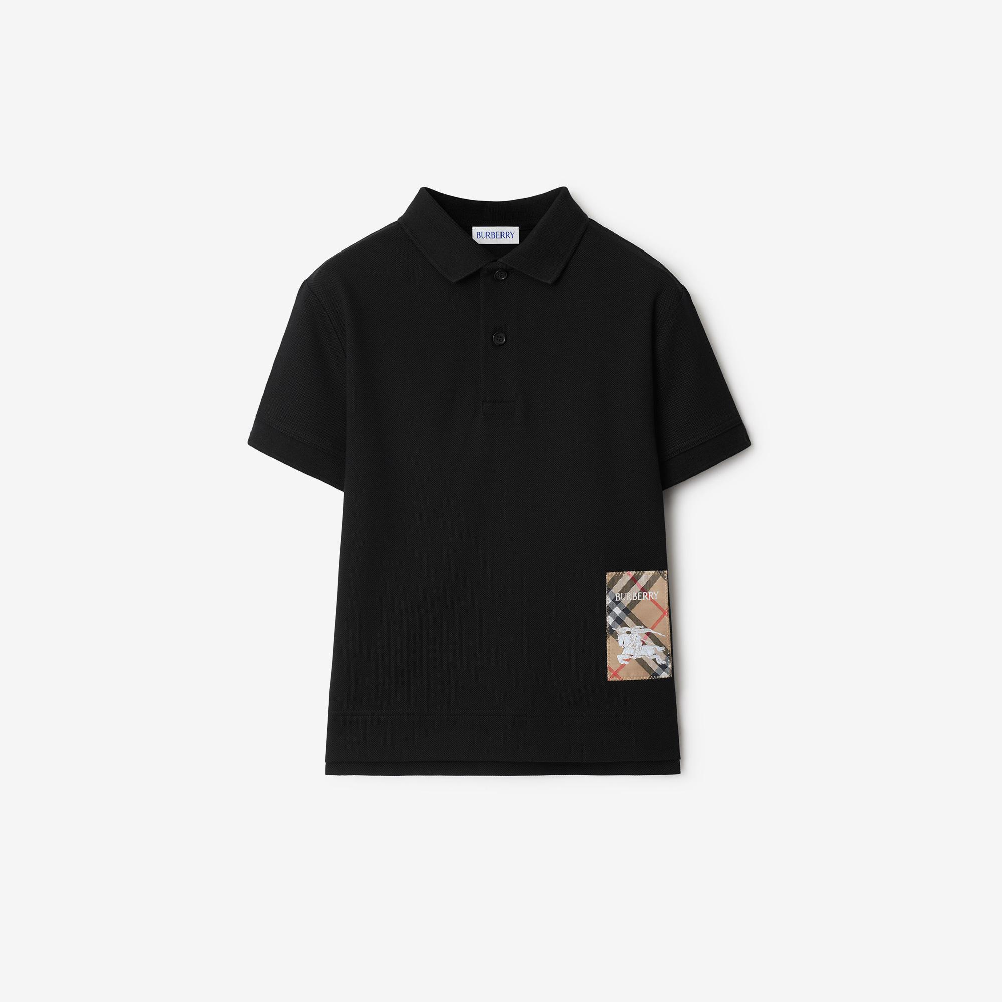 Burberry Johane Label Cotton Çocuk Siyah Polo