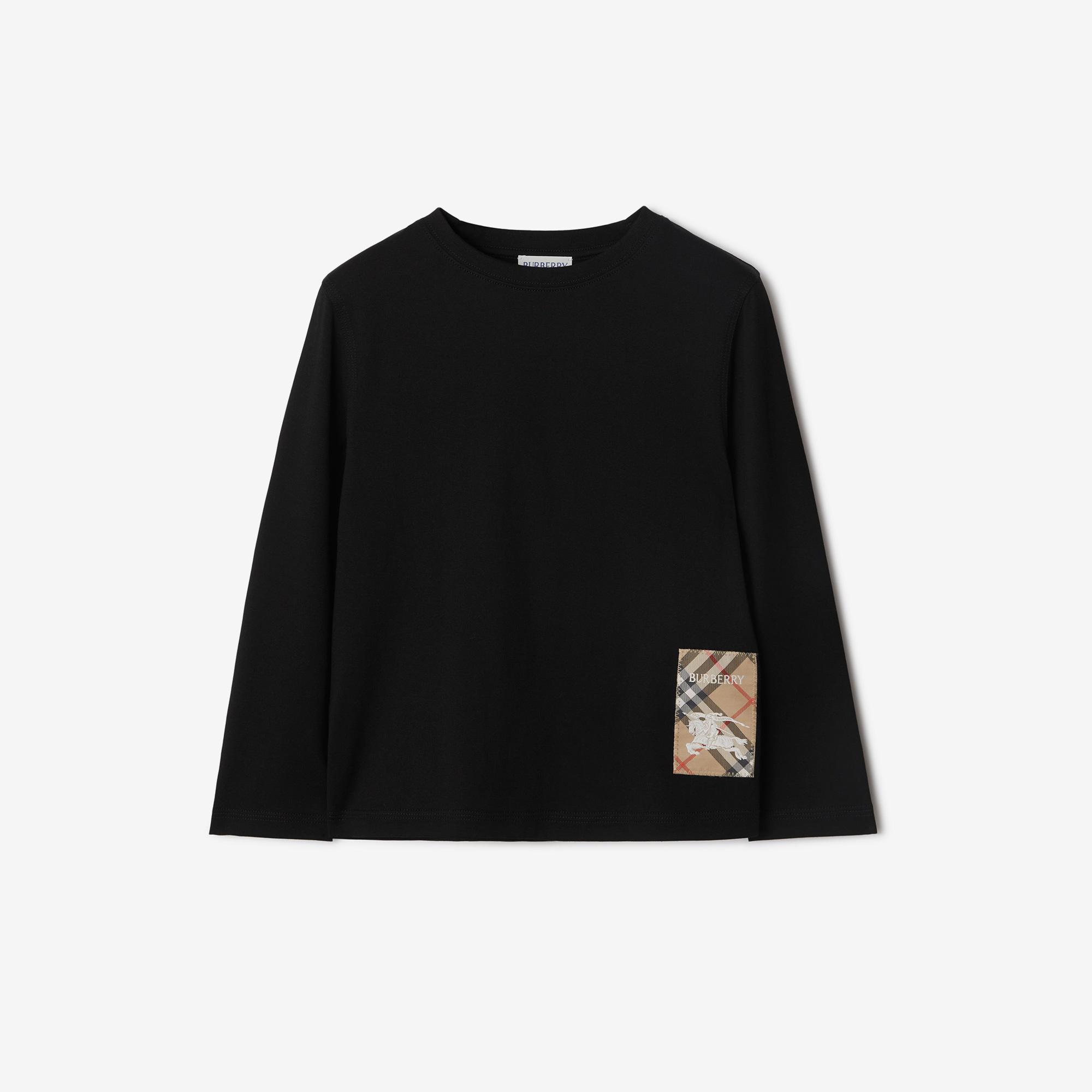 Burberry Kooper Label Cotton Top Çocuk Siyah T-Shirt