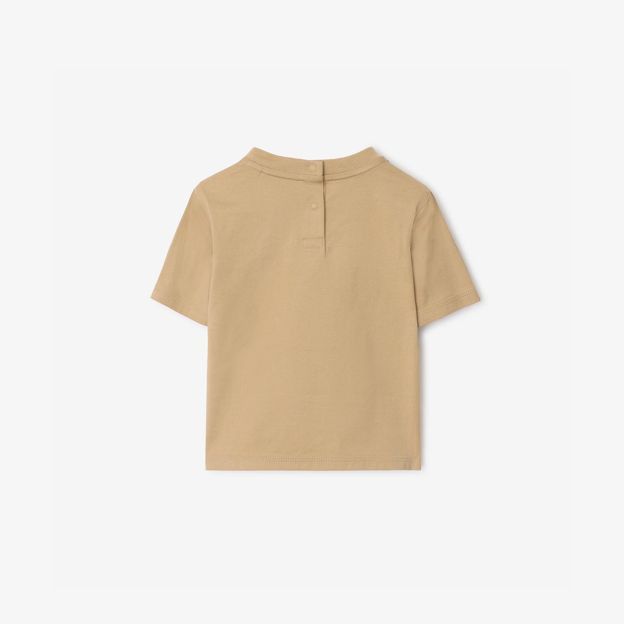 Burberry Cedar Check Trim Cotton Çocuk Bej T-Shirt