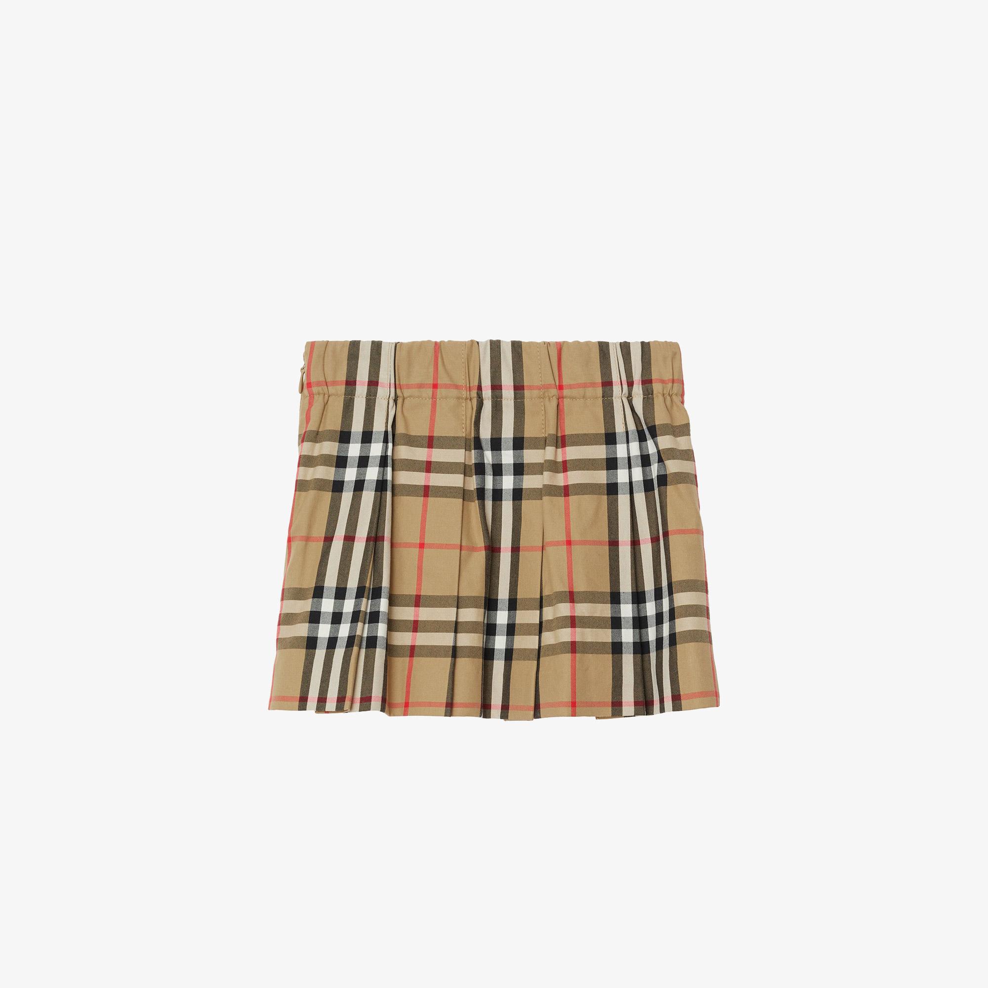 Burberry Check Pamuk Pleated Çocuk Bej Etek