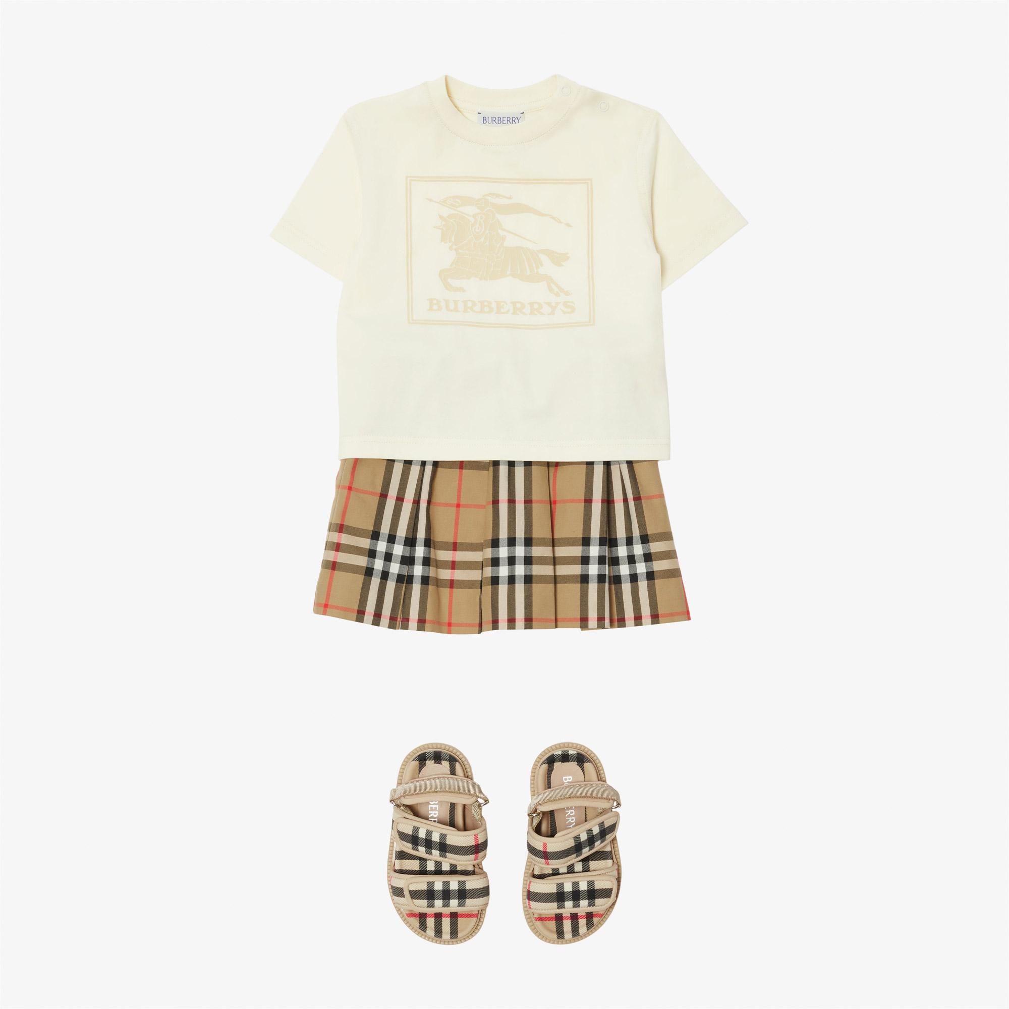 Burberry Check Pamuk Pleated Çocuk Bej Etek