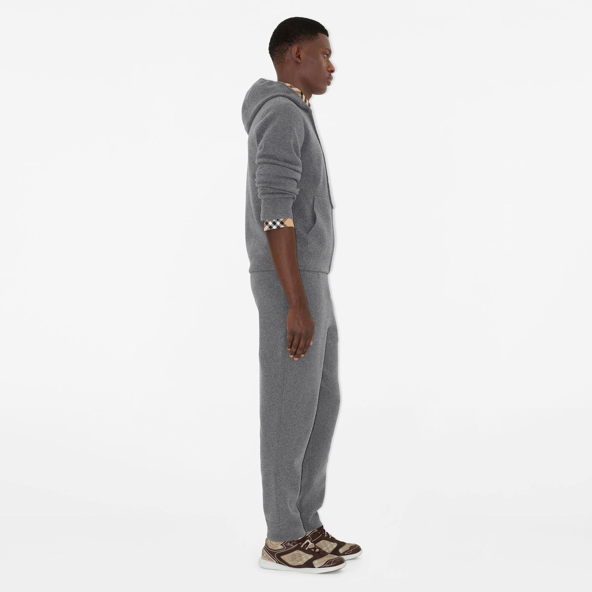 Burberry Cashmere Blend Zip Erkek Gri Hoodie