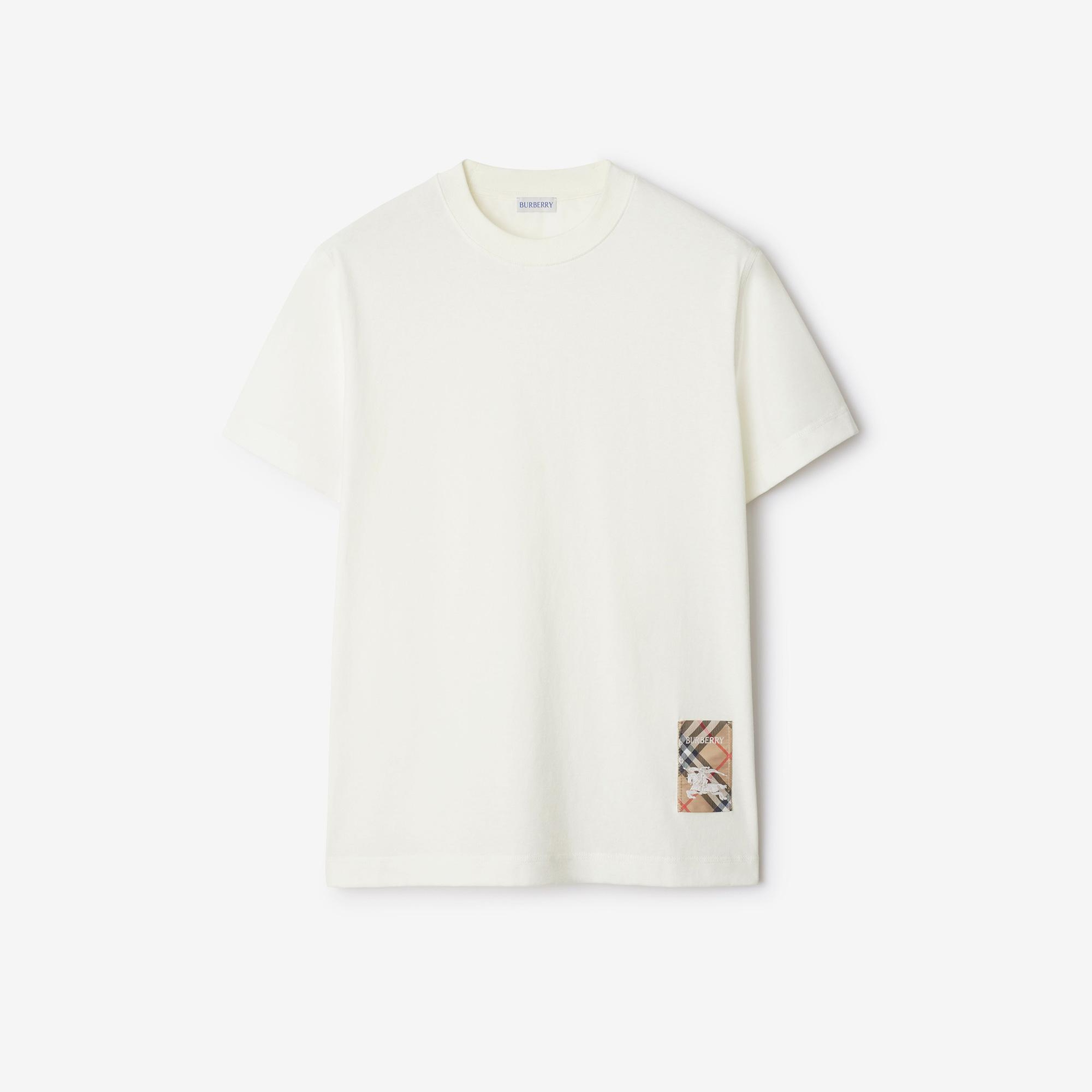 Burberry For Label Cotton Erkek Beyaz T-Shirt
