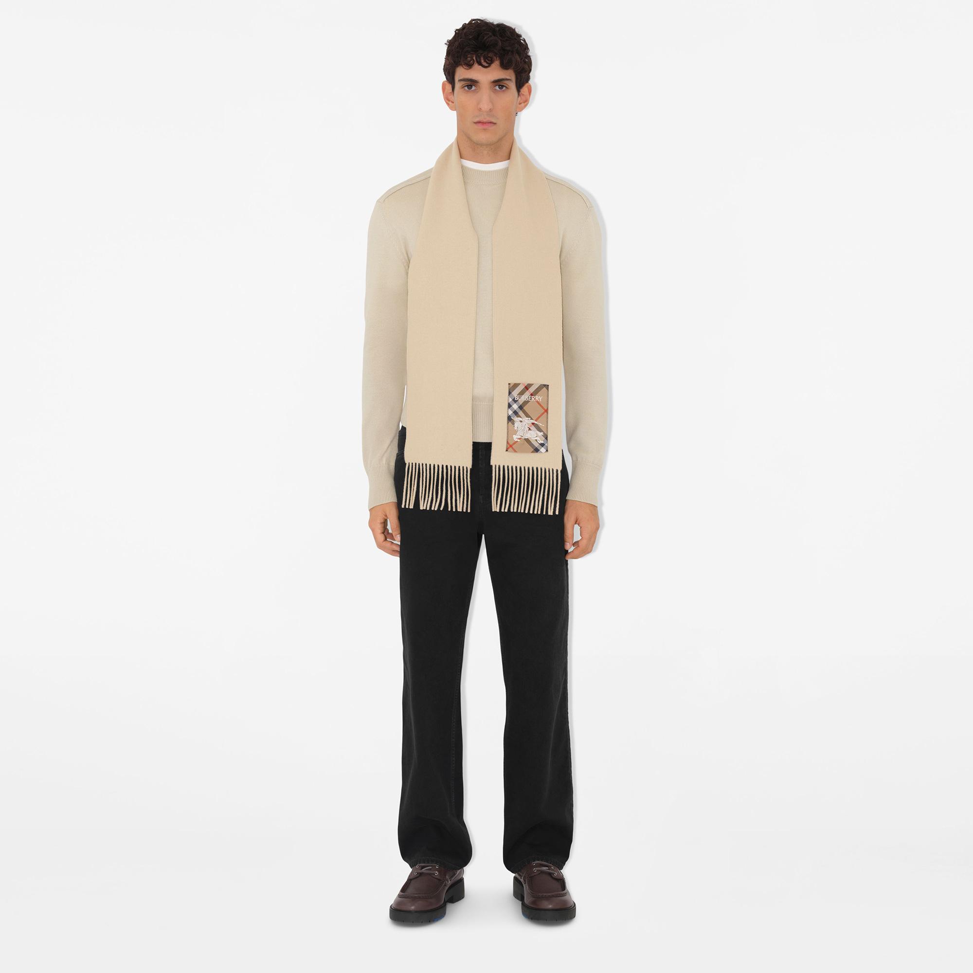 Burberry Solid Scf Label Cashmere Kadın Krem Atkı