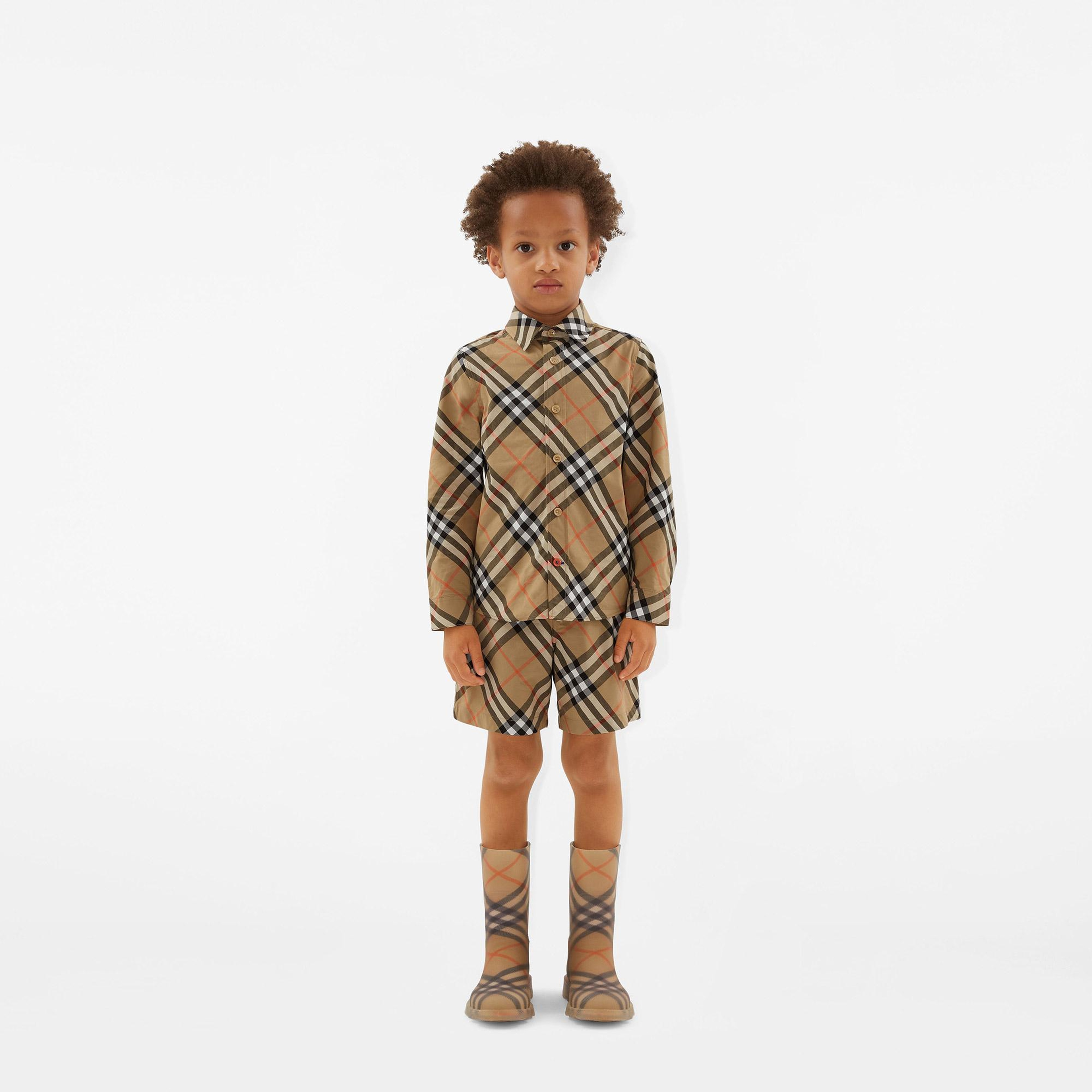 Burberry Check Rubber Marsh High Çocuk Bej Bot