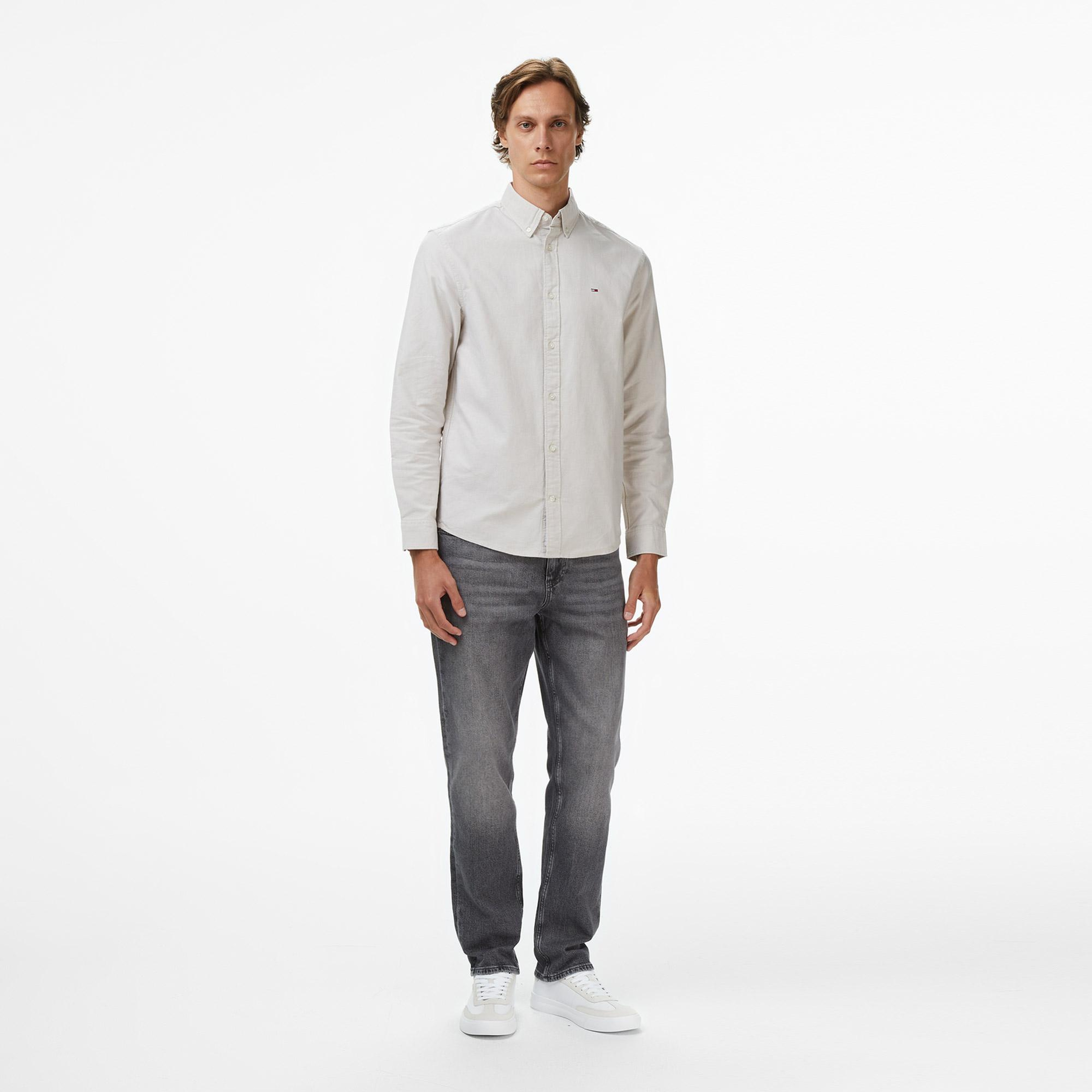Tommy Jeans Regular Oxford Erkek Gri Gömlek