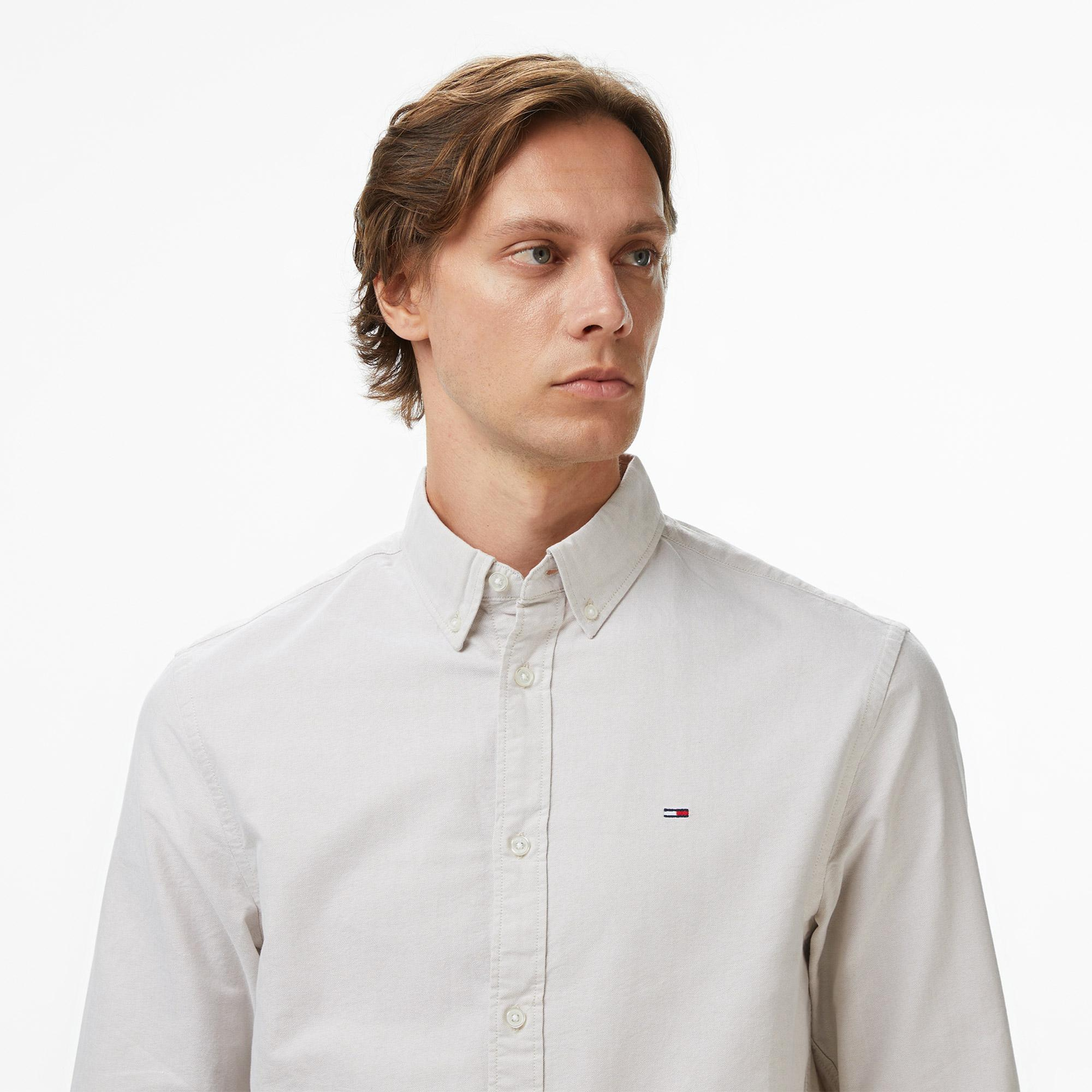 Tommy Jeans Regular Oxford Erkek Gri Gömlek