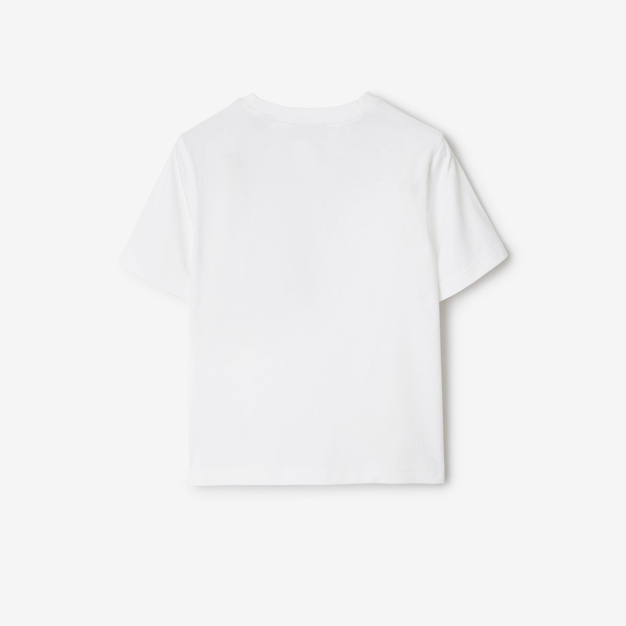 Burberry Cedar Check Label Cotton Çocuk Beyaz T-Shirt