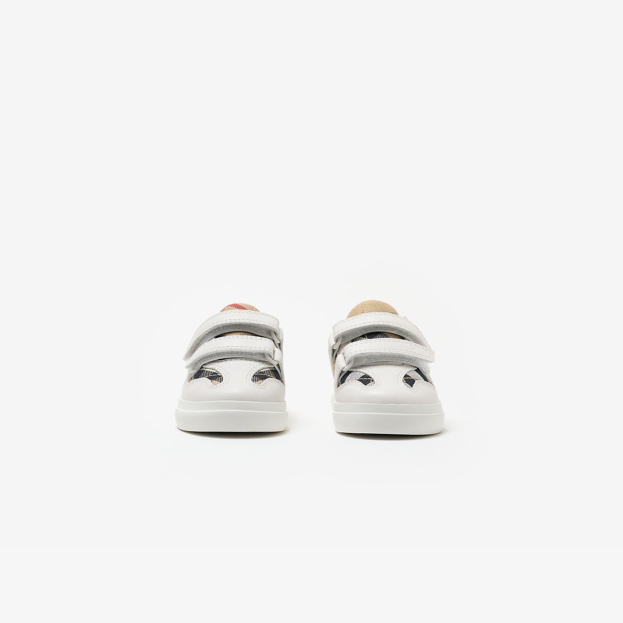 Burberry Check Pamuk ve Deri Çocuk Beyaz Sneaker