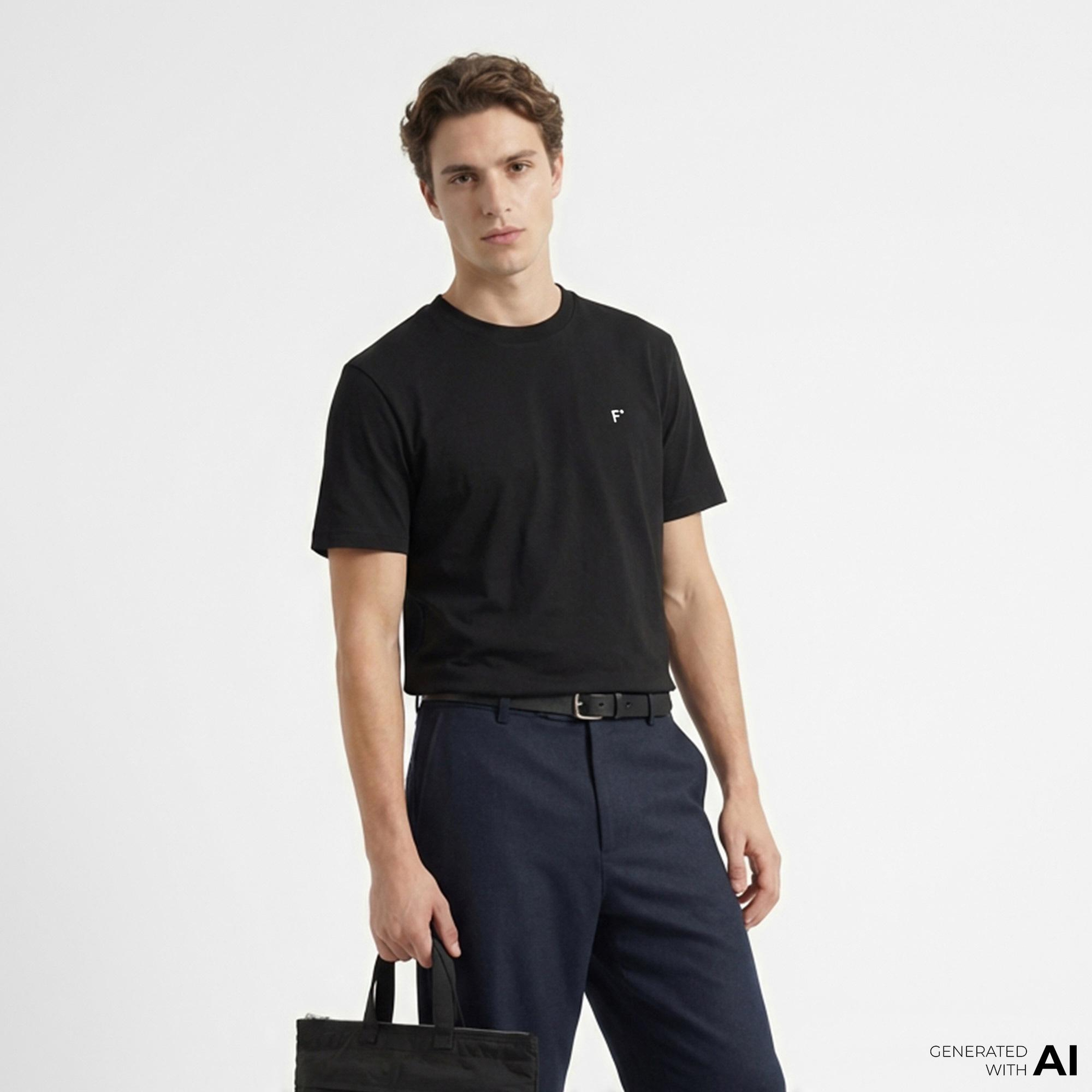 FashFed F İkonlu Unisex Siyah T-Shirt