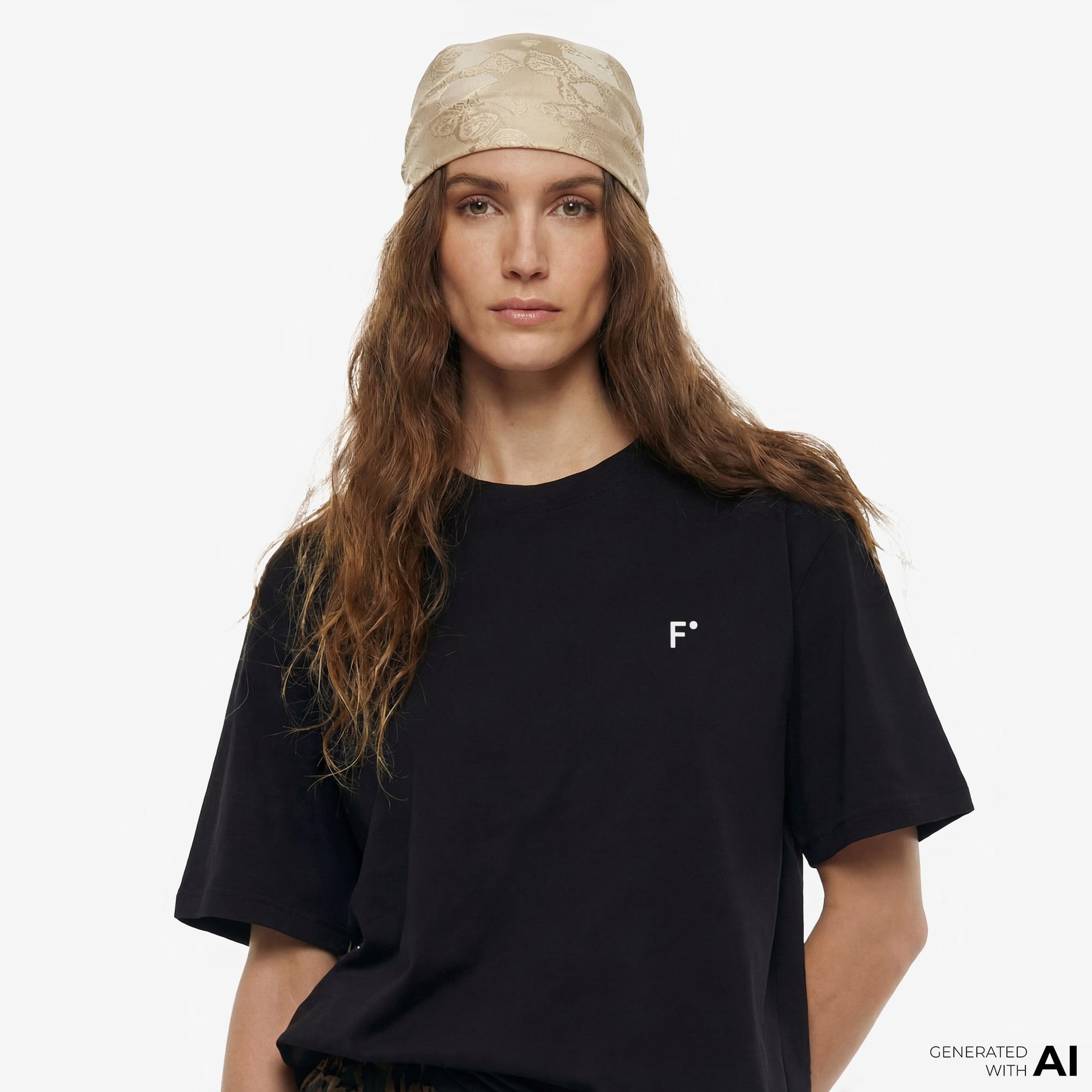 FashFed F İkonlu Unisex Siyah T-Shirt