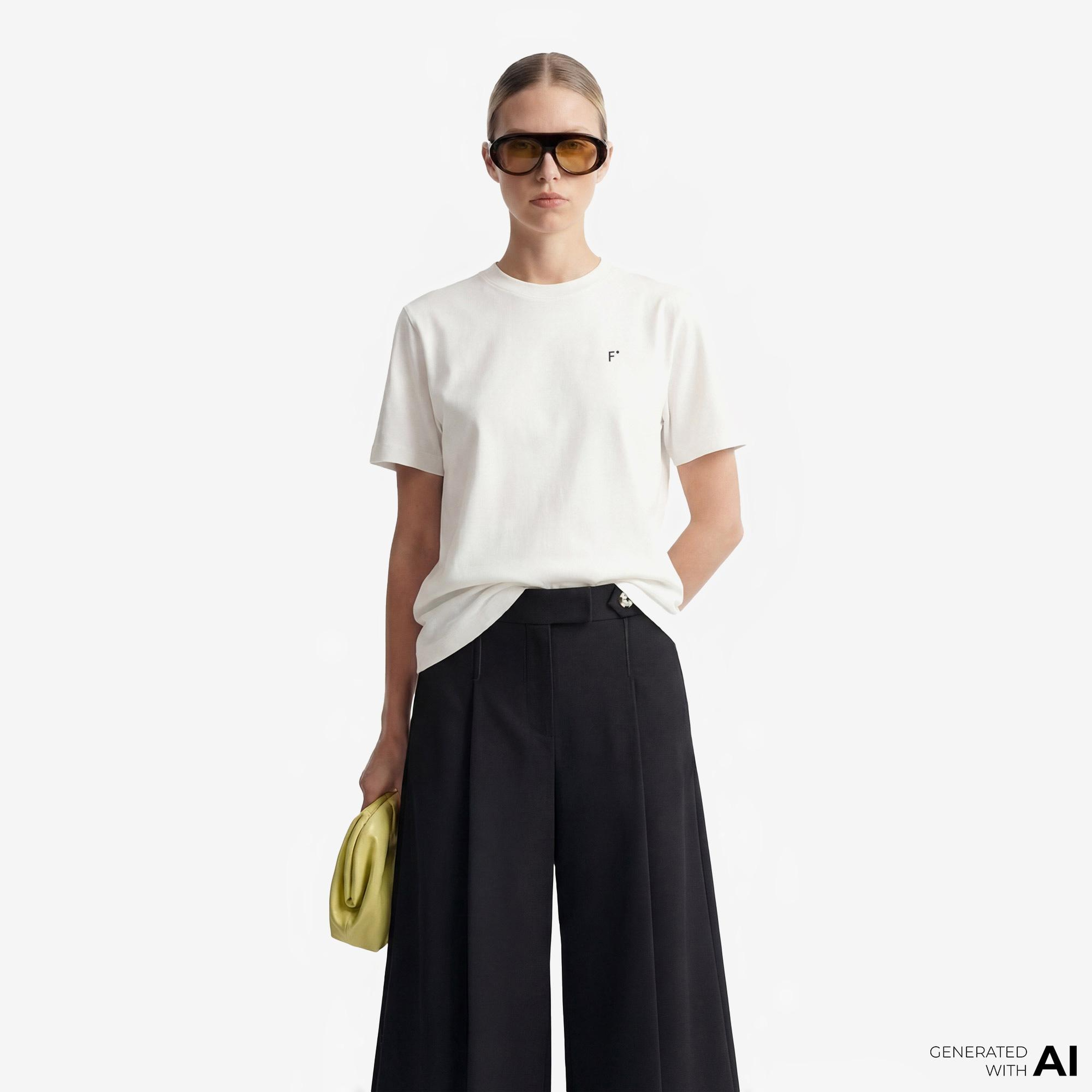 FashFed F İkonlu Unisex Krem Rengi T-Shirt