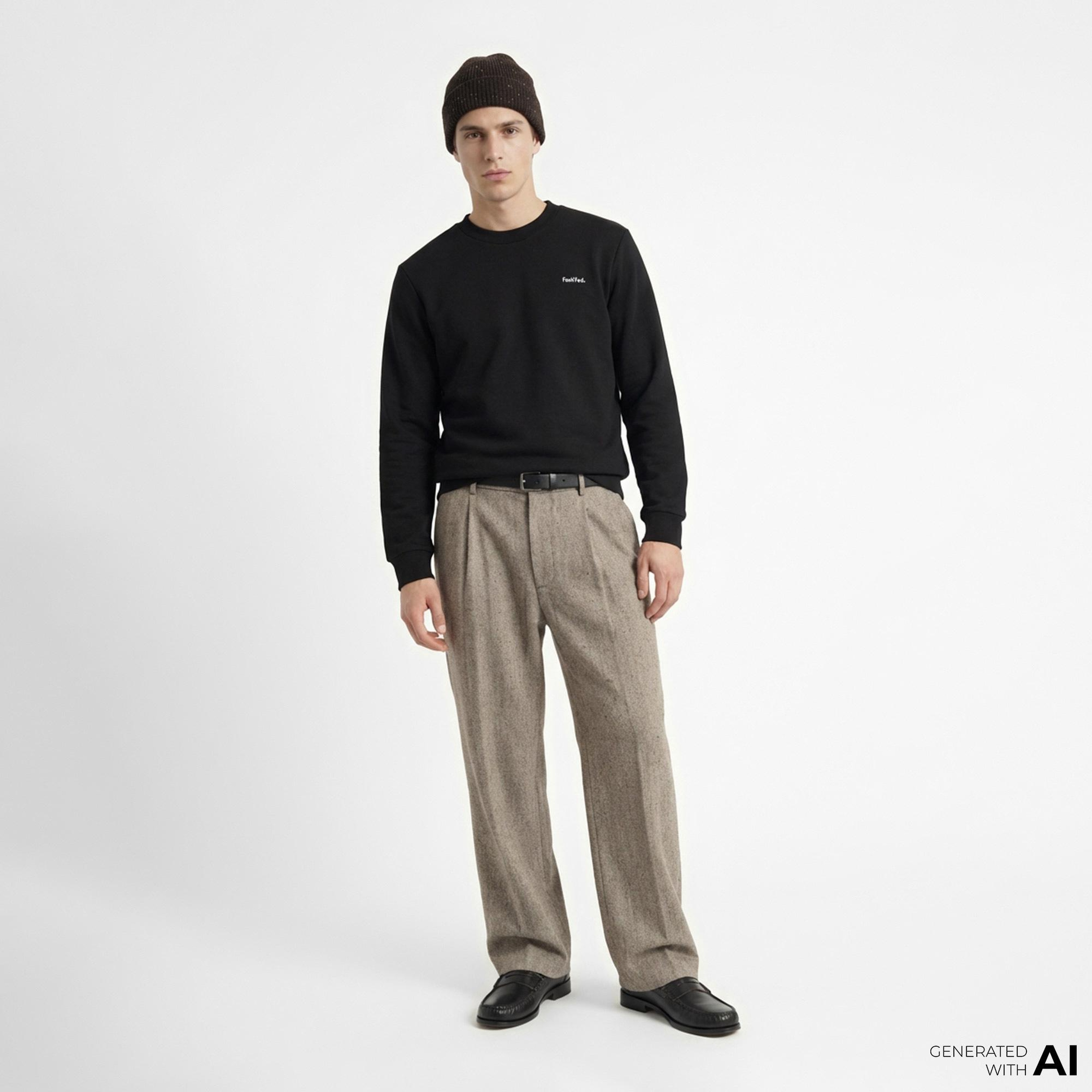 FashFed Unisex Siyah Sweatshirt