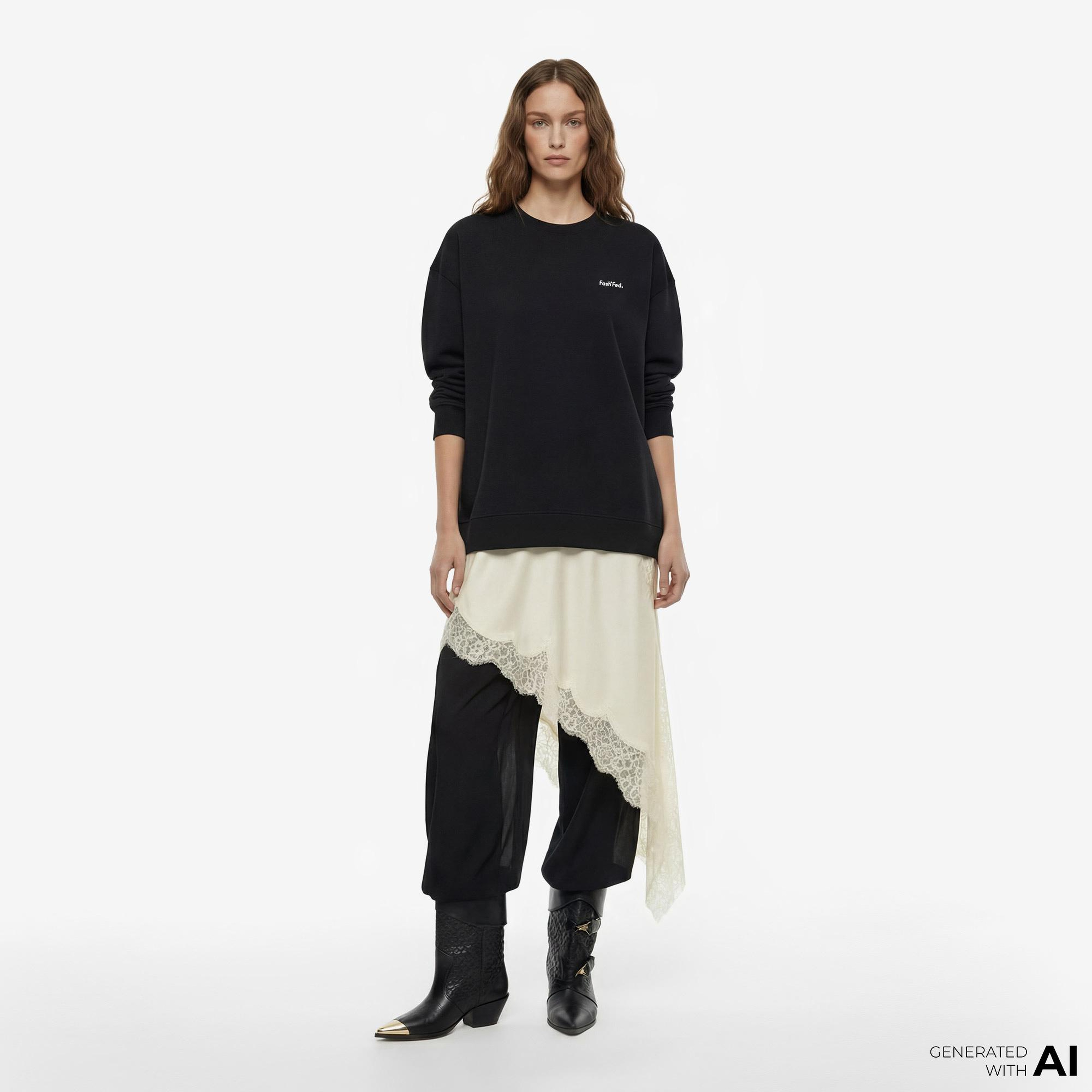 FashFed Unisex Siyah Sweatshirt