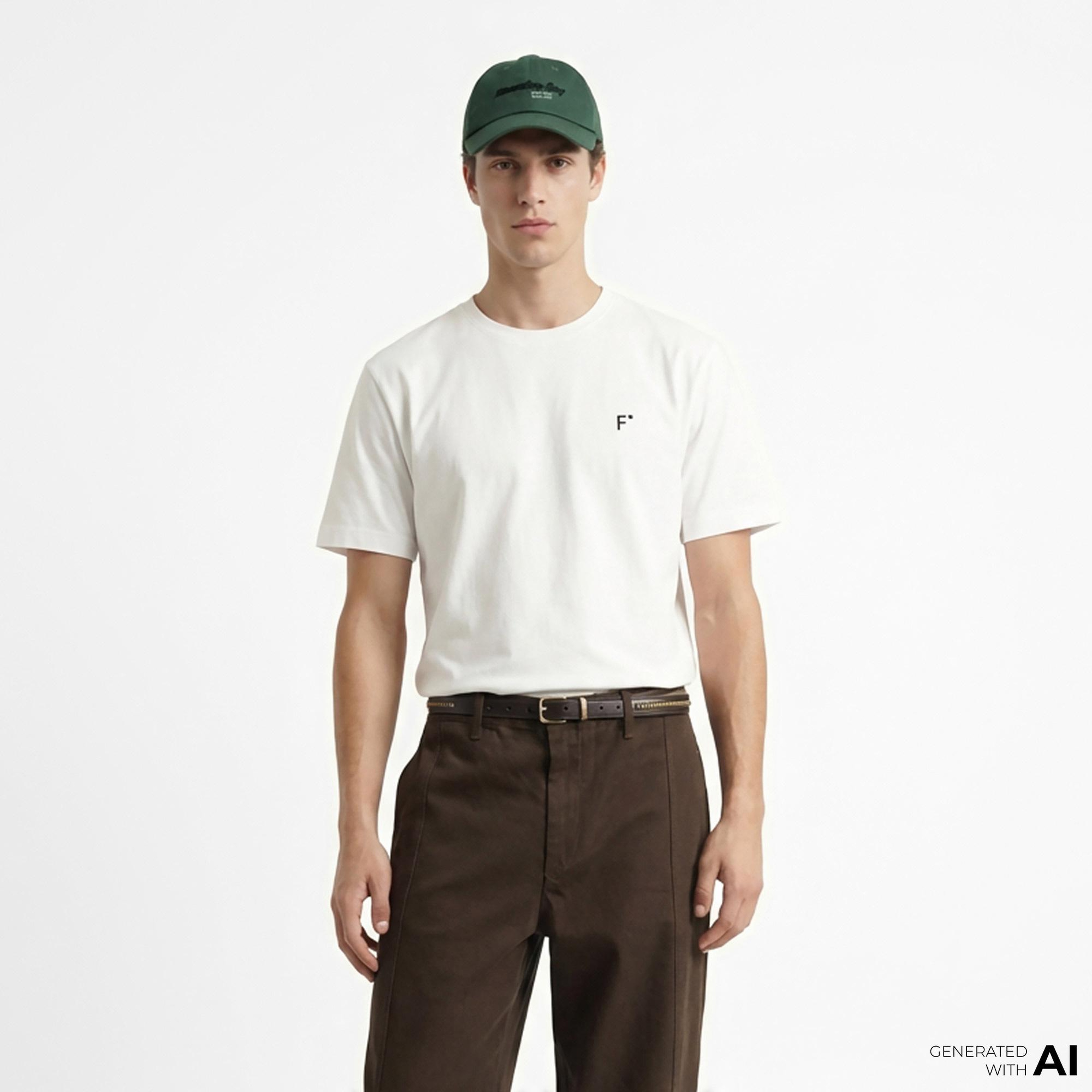 FashFed F İkonlu Unisex Krem Rengi T-Shirt