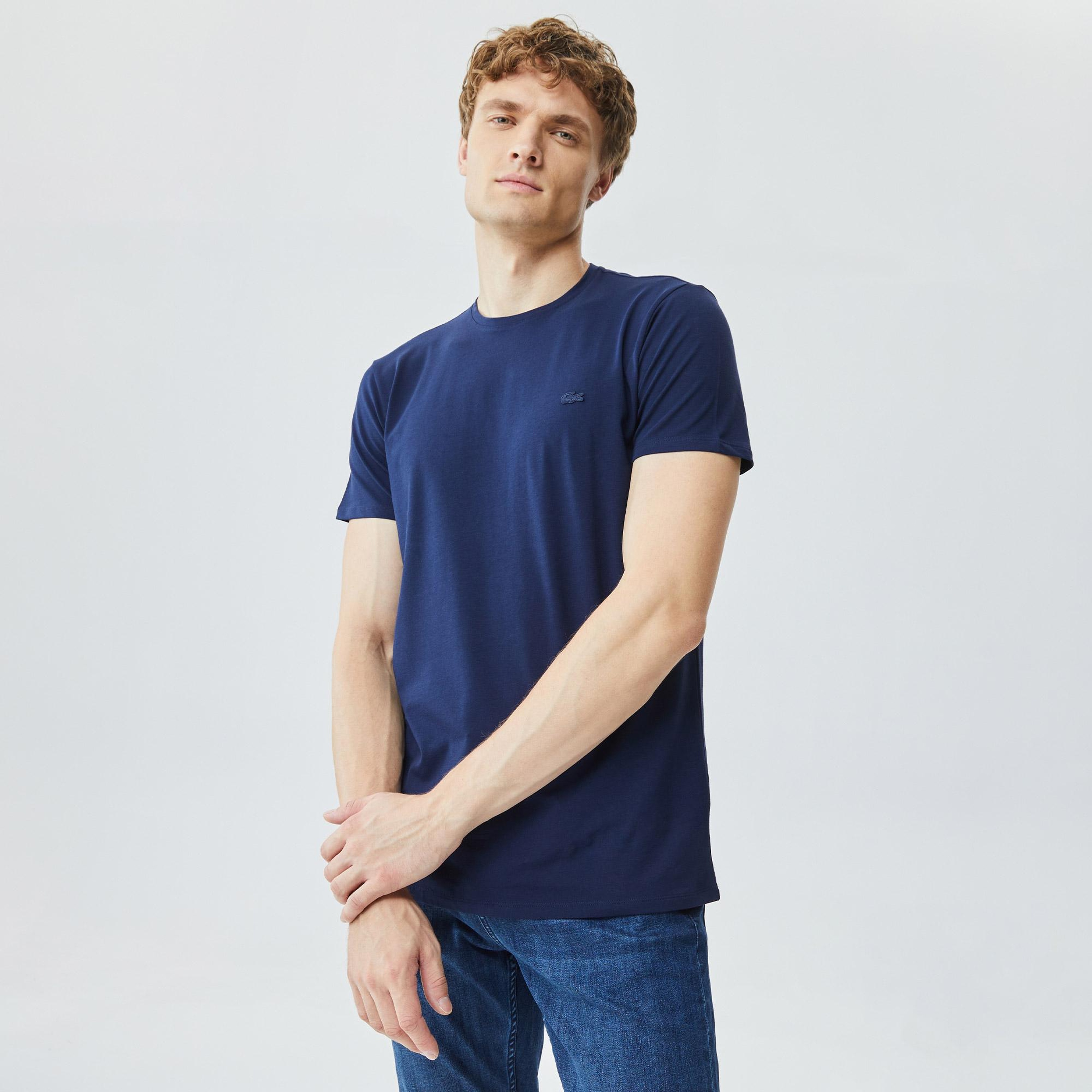 Lacoste Erkek Slim Fit Bisiklet Yaka Lacivert T-Shirt
