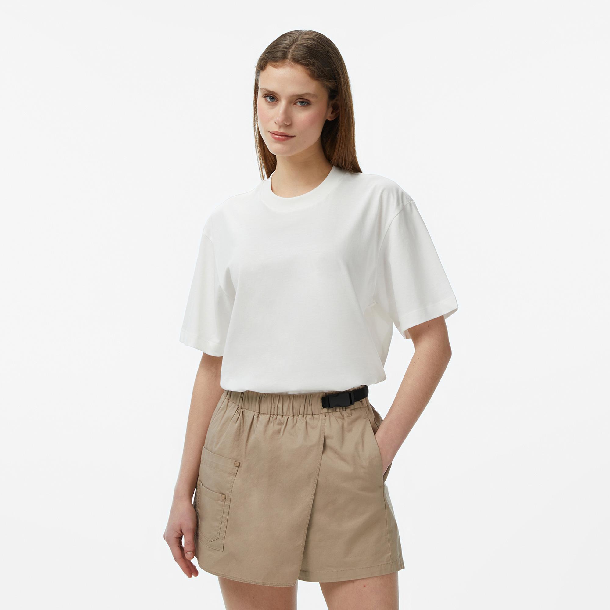 FashFed Basic Unisex Krem Rengi T-Shirt