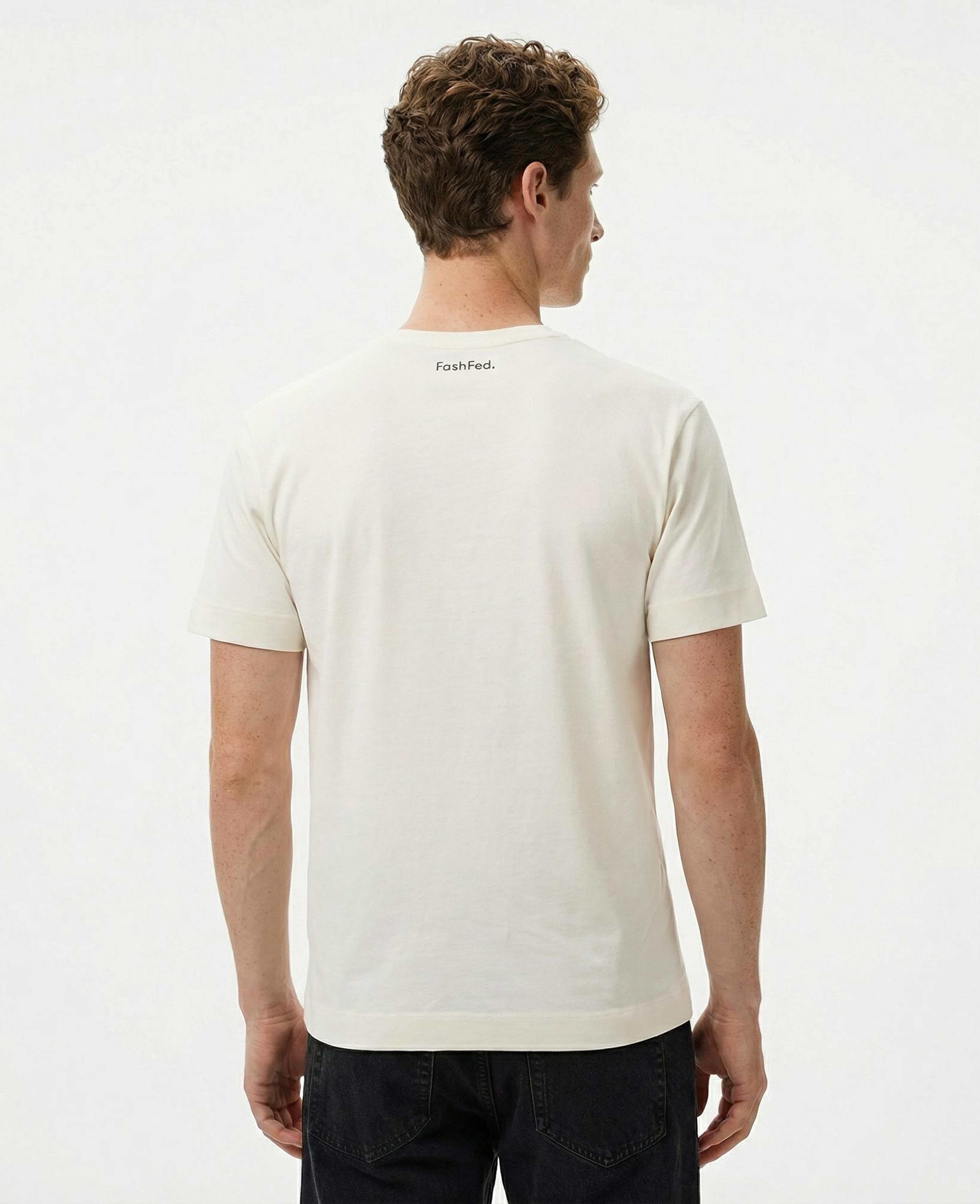 FashFed Unisex Bej T-Shirt