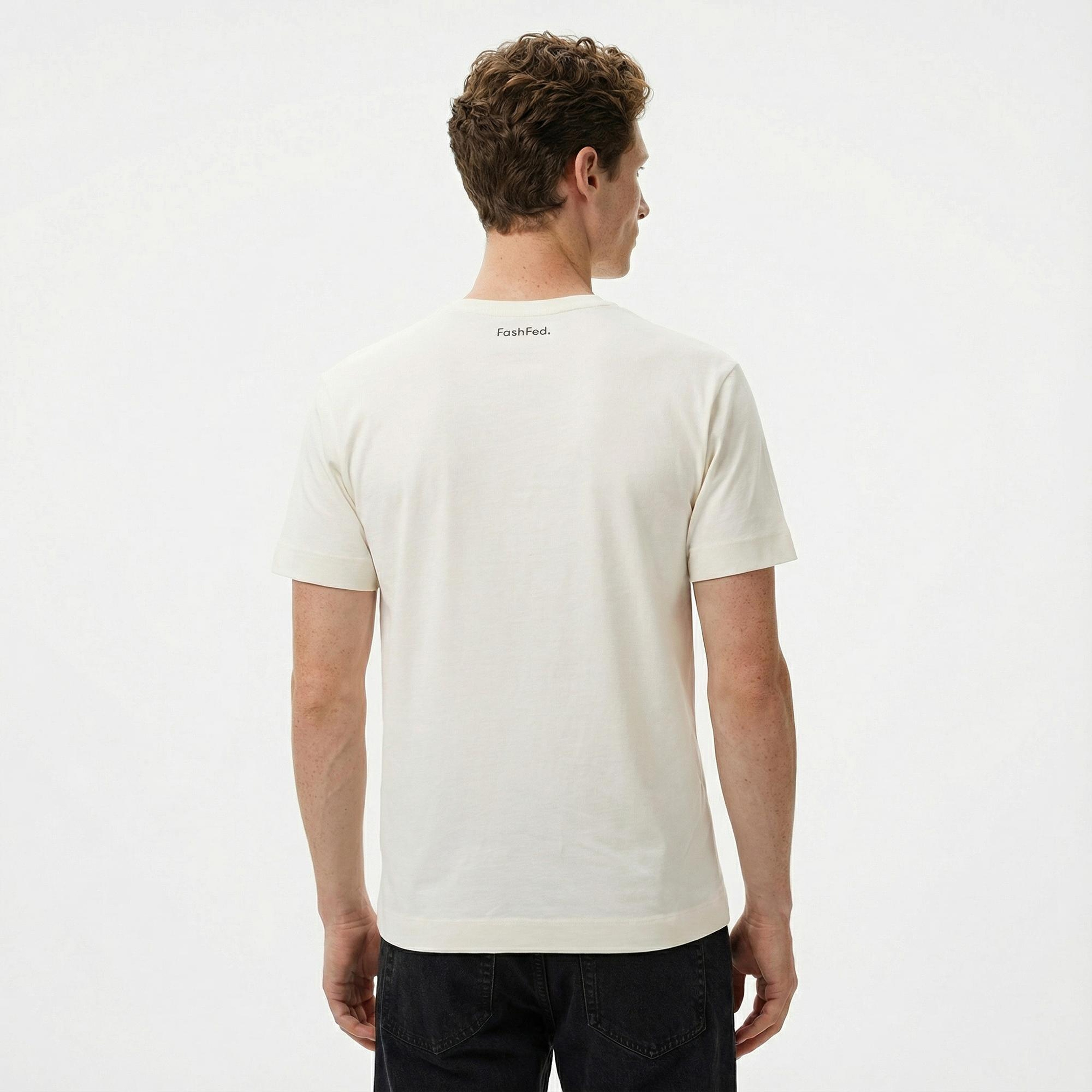 FashFed Unisex Bej T-Shirt