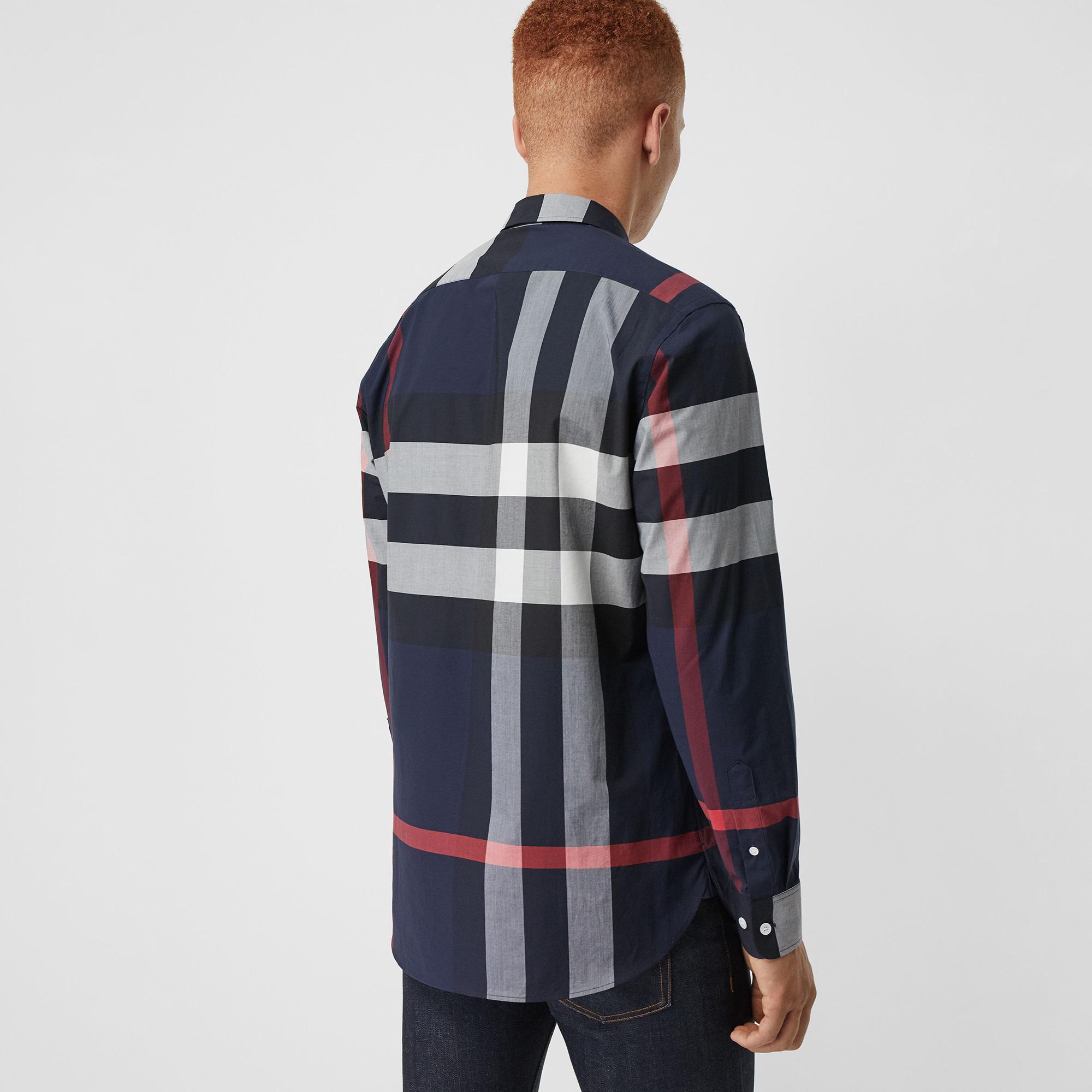 Burberry Windsor Stretch Cotton Erkek Lacivert Gömlek