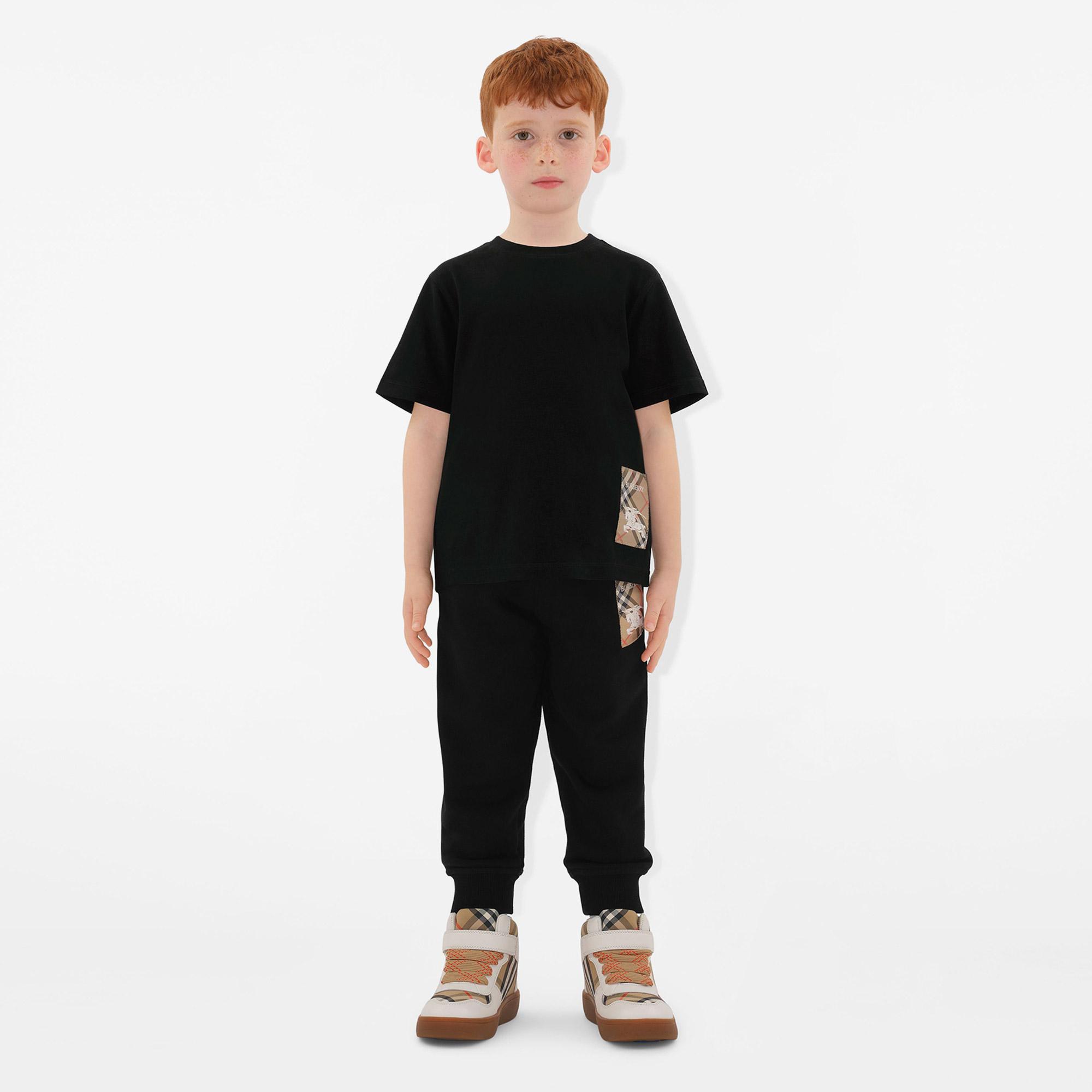 Burberry Cedar Label Cotton Çocuk Siyah T-Shirt