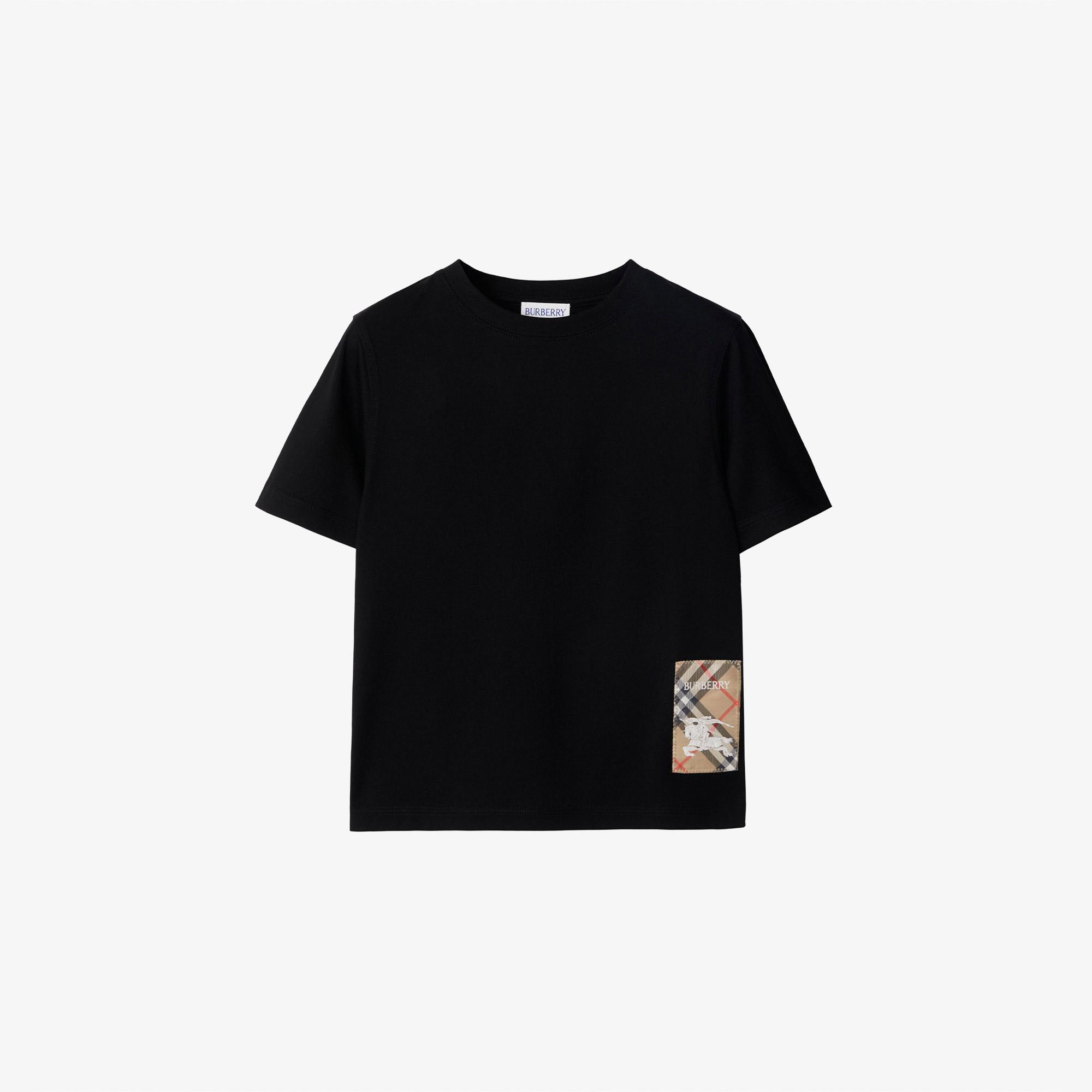 Burberry Cedar Label Cotton Çocuk Siyah T-Shirt