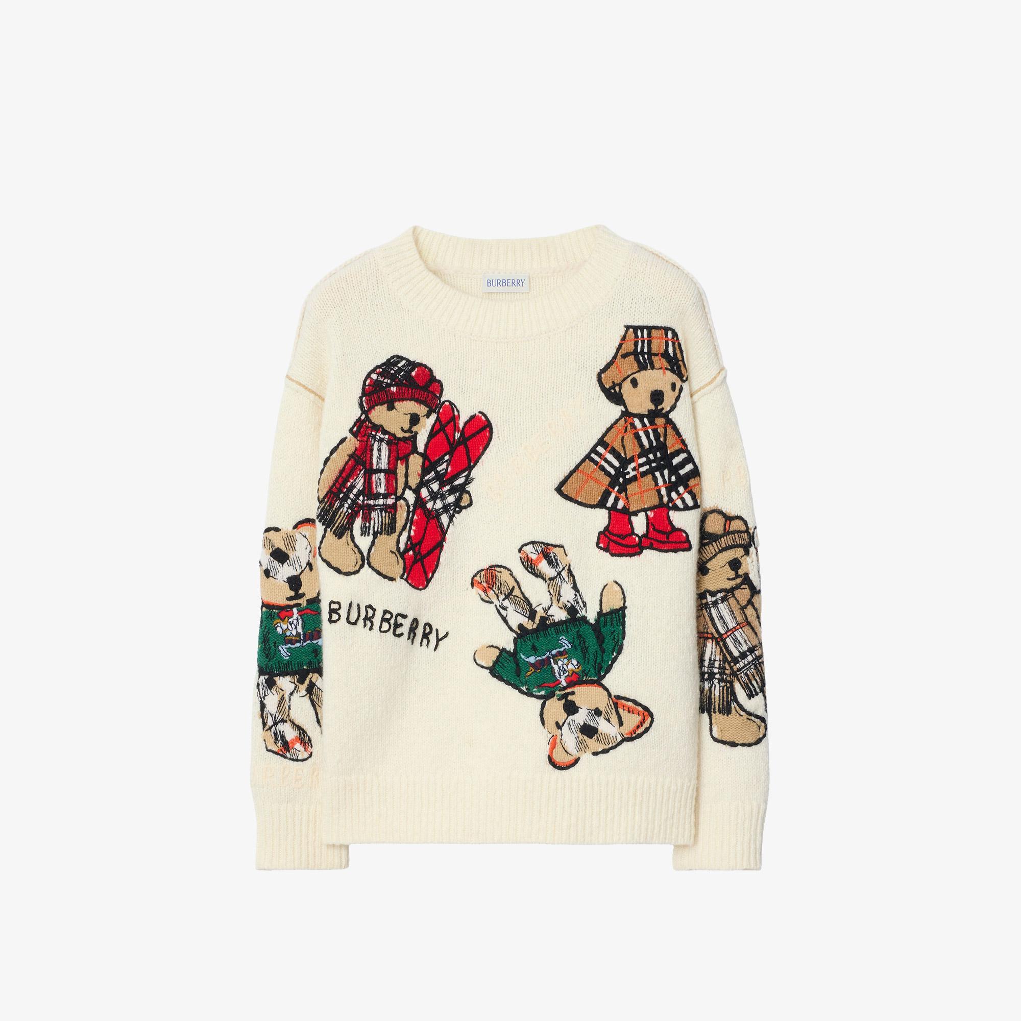 Burberry Pete Multı Bear Çocuk Beyaz Triko