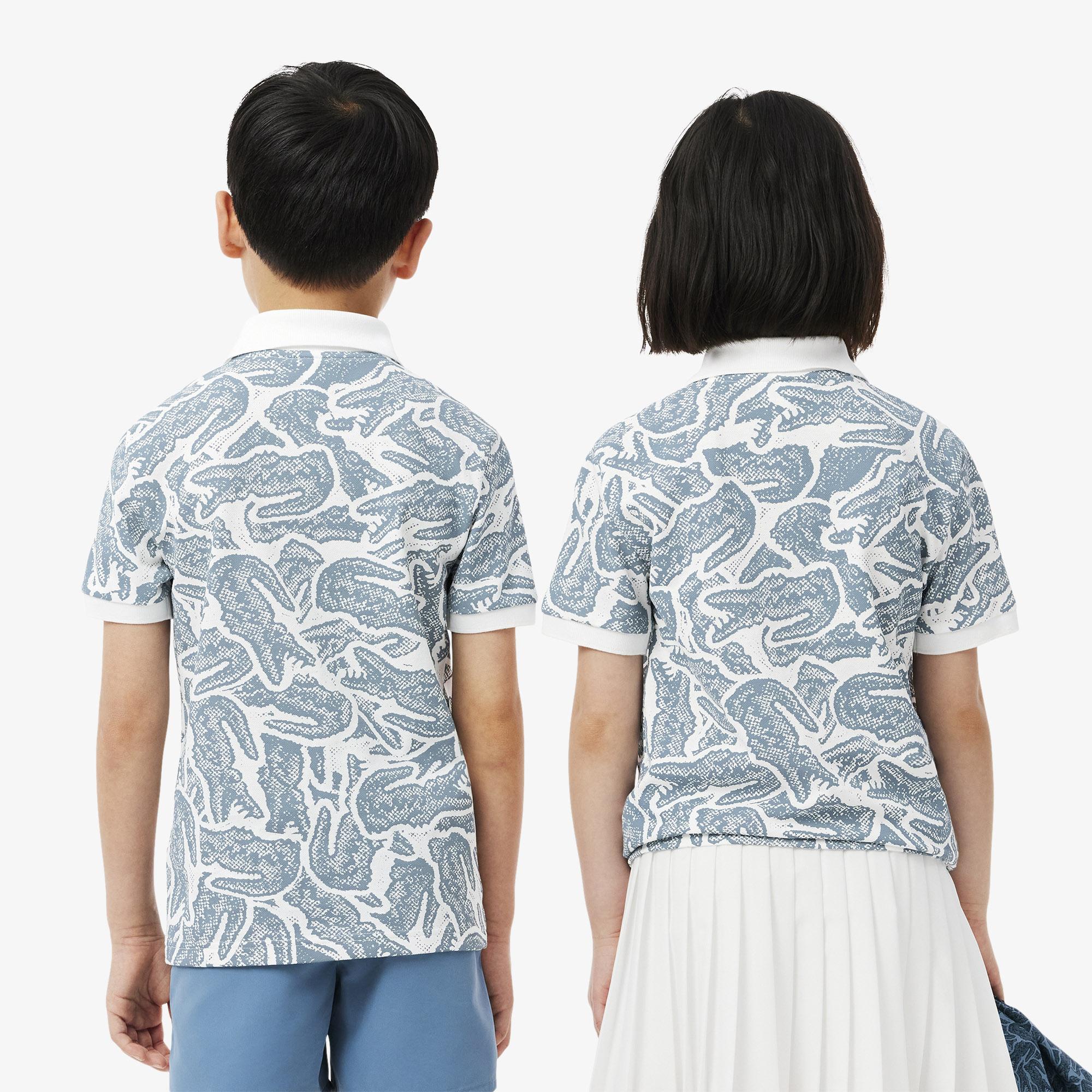 Lacoste Çocuk Baskılı Mavi Polo