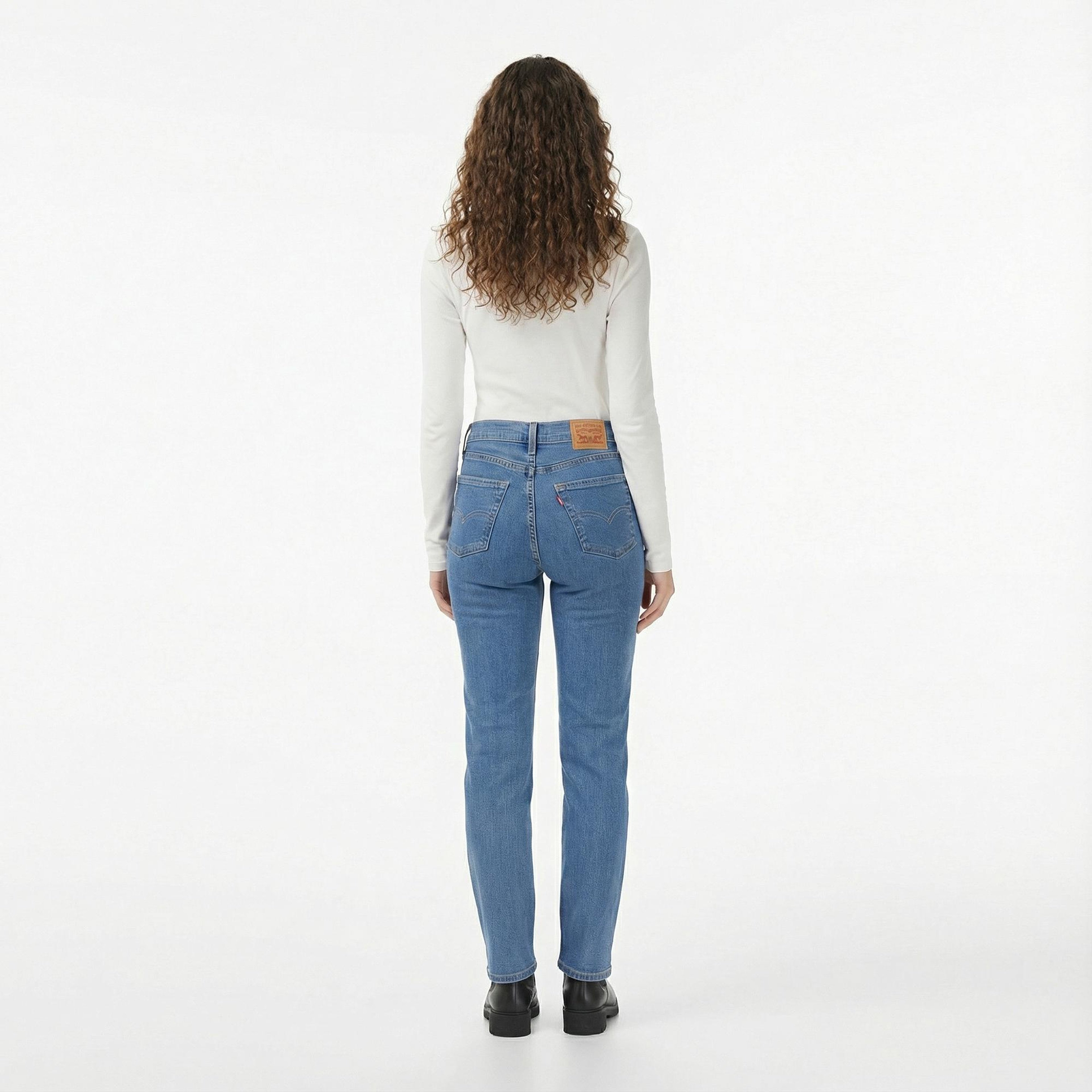 Levi's 724 High Rise Straight Rolling River Kadın Koyu Mavi Jean