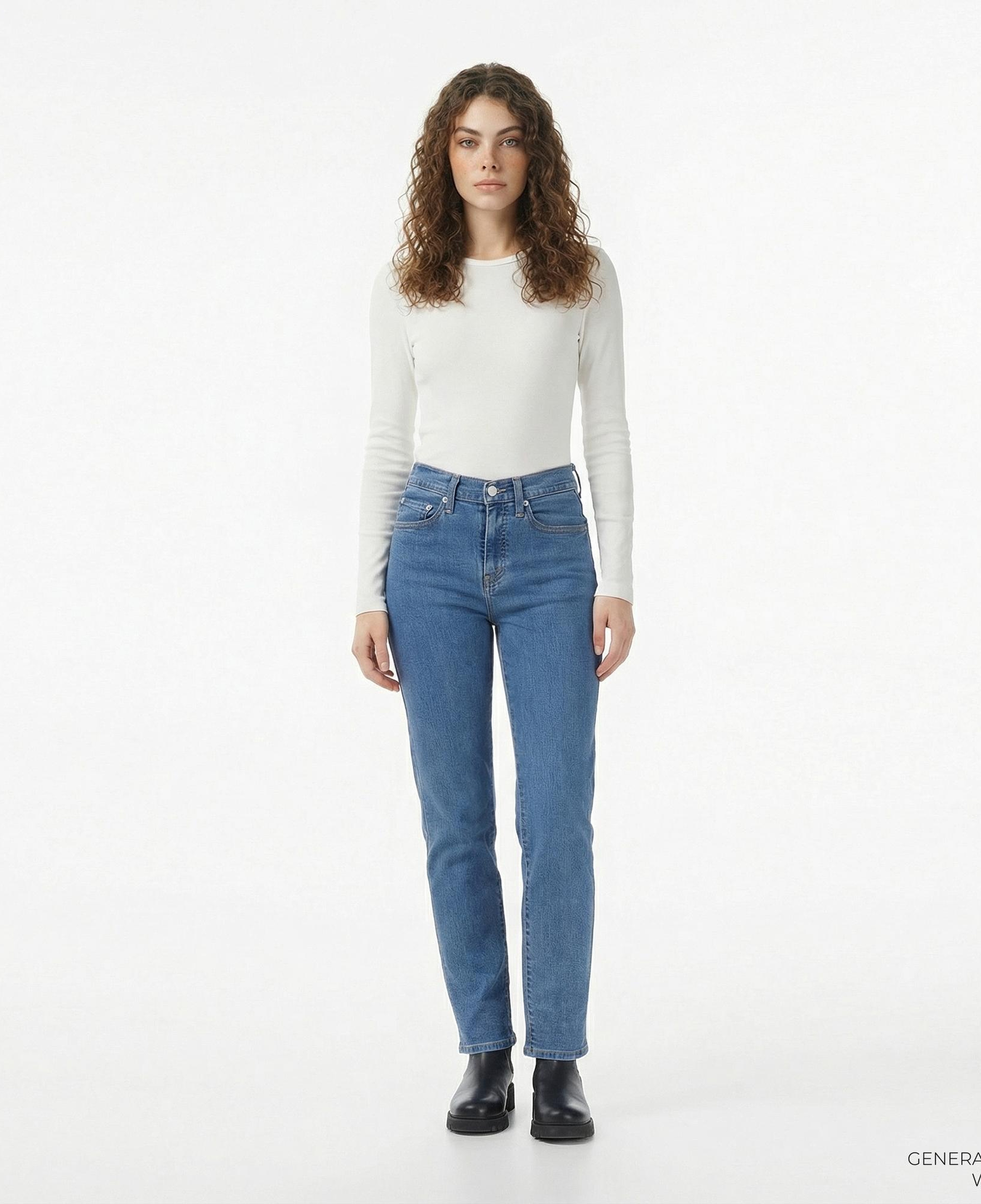 Levi's 724 High Rise Straight Rolling River Kadın Koyu Mavi Jean