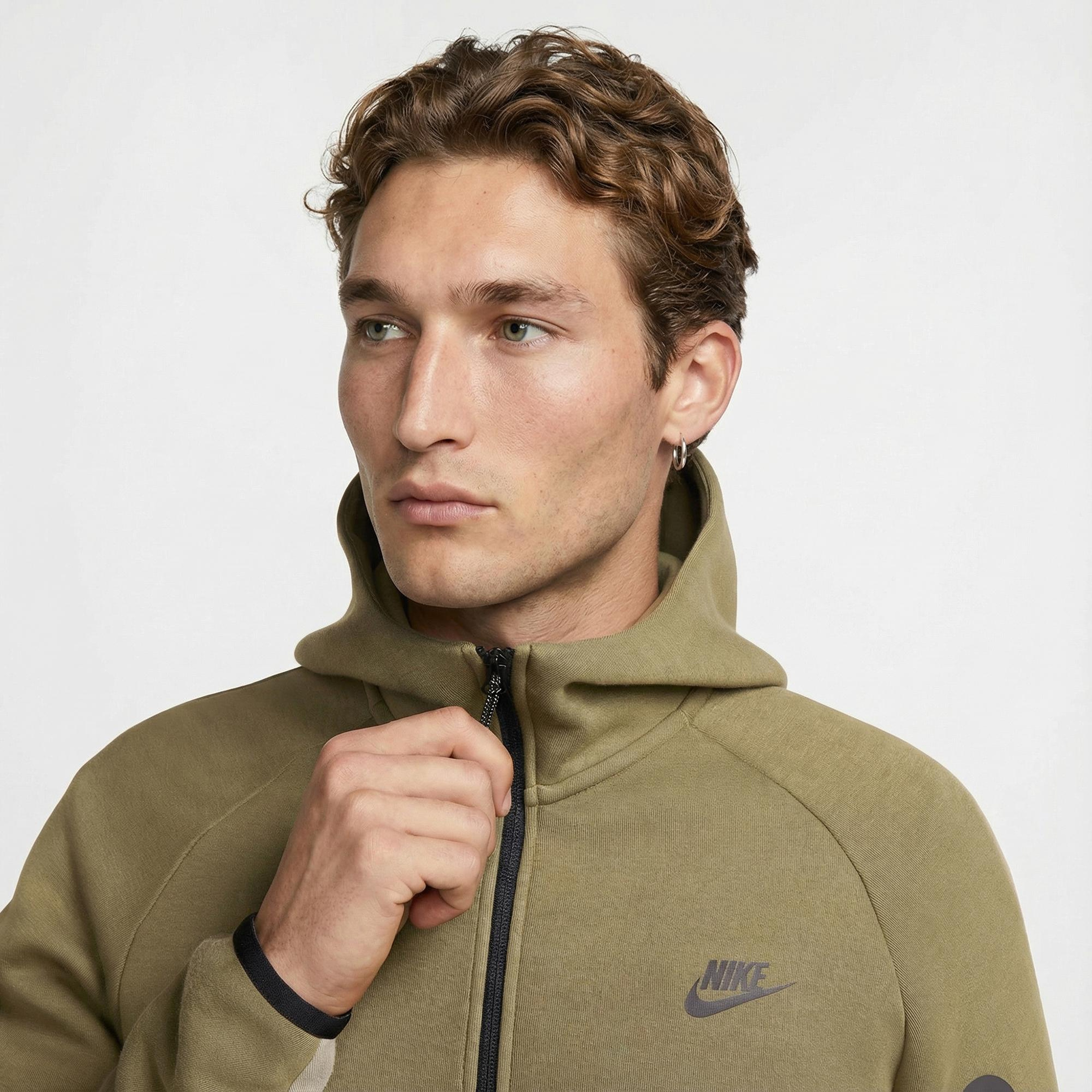 Nike Tech Fleece Erkek Haki Kapüşonlu Hoodie