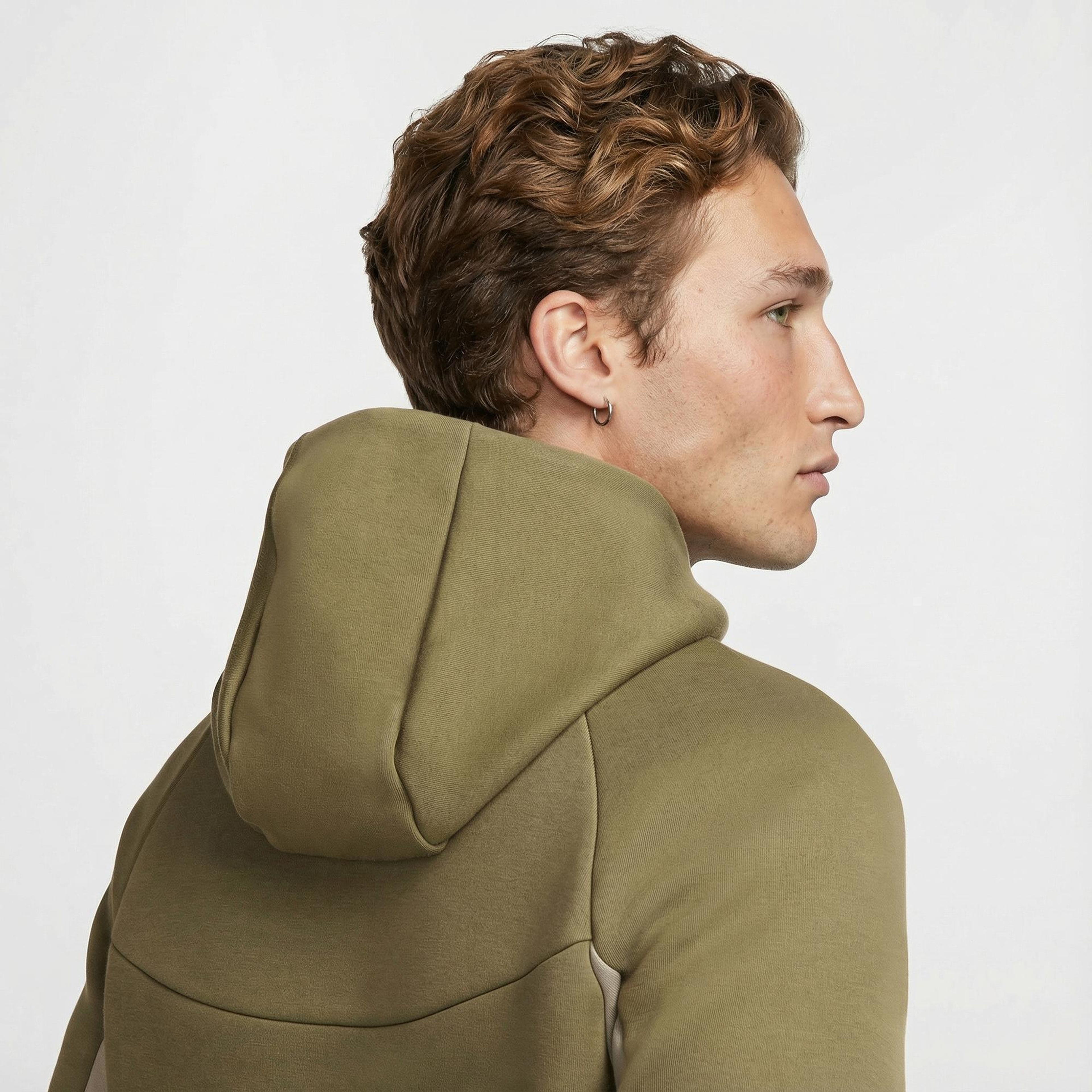 Nike Tech Fleece Erkek Haki Kapüşonlu Hoodie