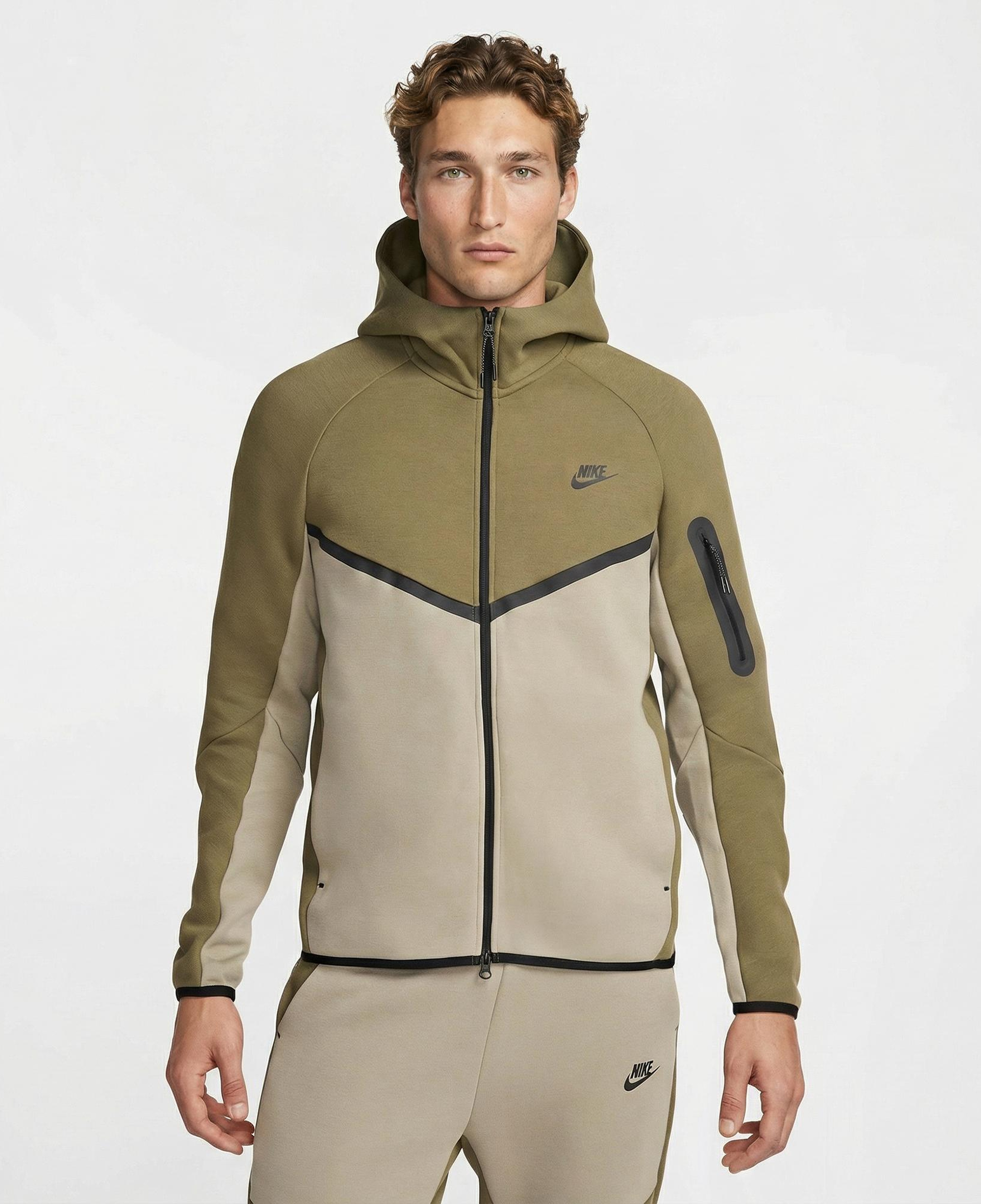 Nike Tech Fleece Erkek Haki Kapüşonlu Hoodie
